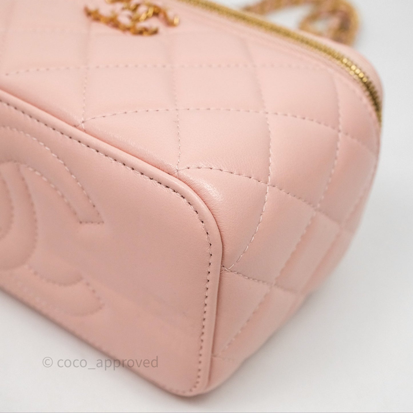 Chanel Vanity Rectangular Top Handle Pink Lambskin Gold Hardware