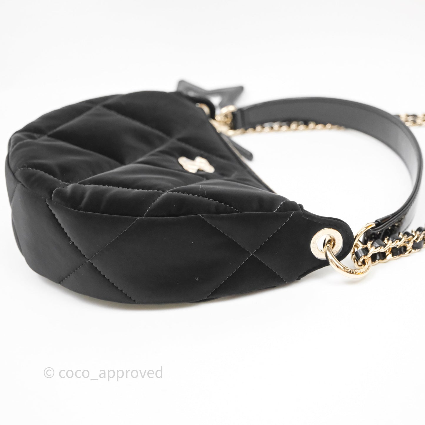 Chanel Clutch With Chain Velvet Effect Nylon Aged Gold Hardware