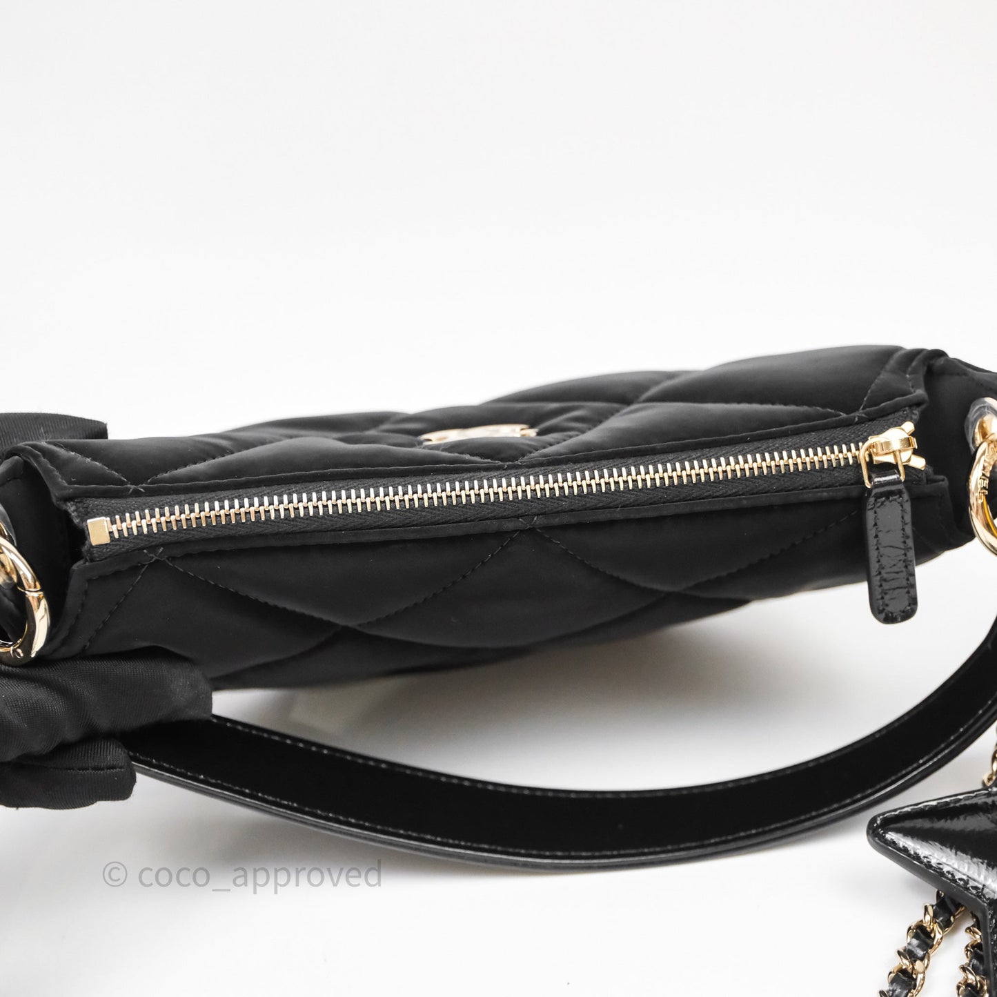 Chanel Clutch With Chain Velvet Effect Nylon Aged Gold Hardware