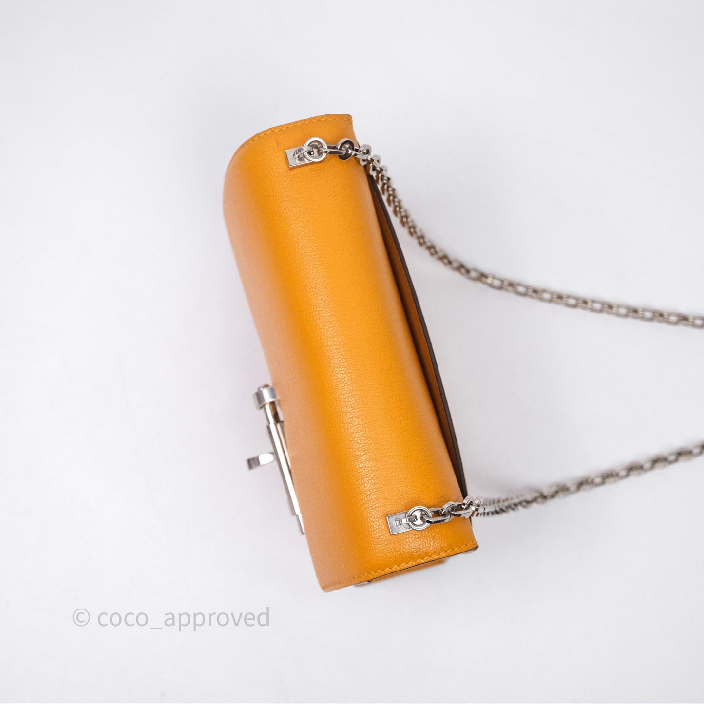 Hermes Mini Verrou Chaine Bag Chevre Mysore Toffee 1H Palladium Hardware