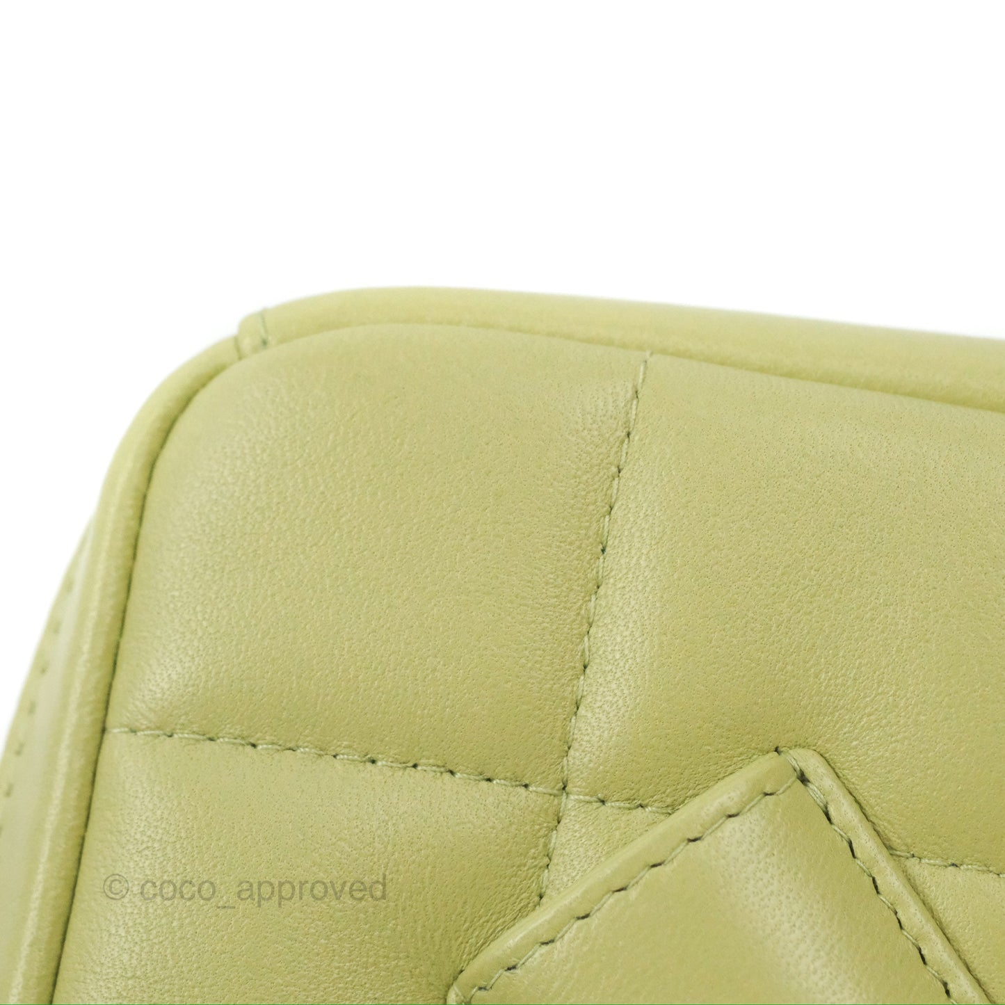 Chanel Diamond Belt Coin Purse Avocado Green Lambskin Gold Hardware