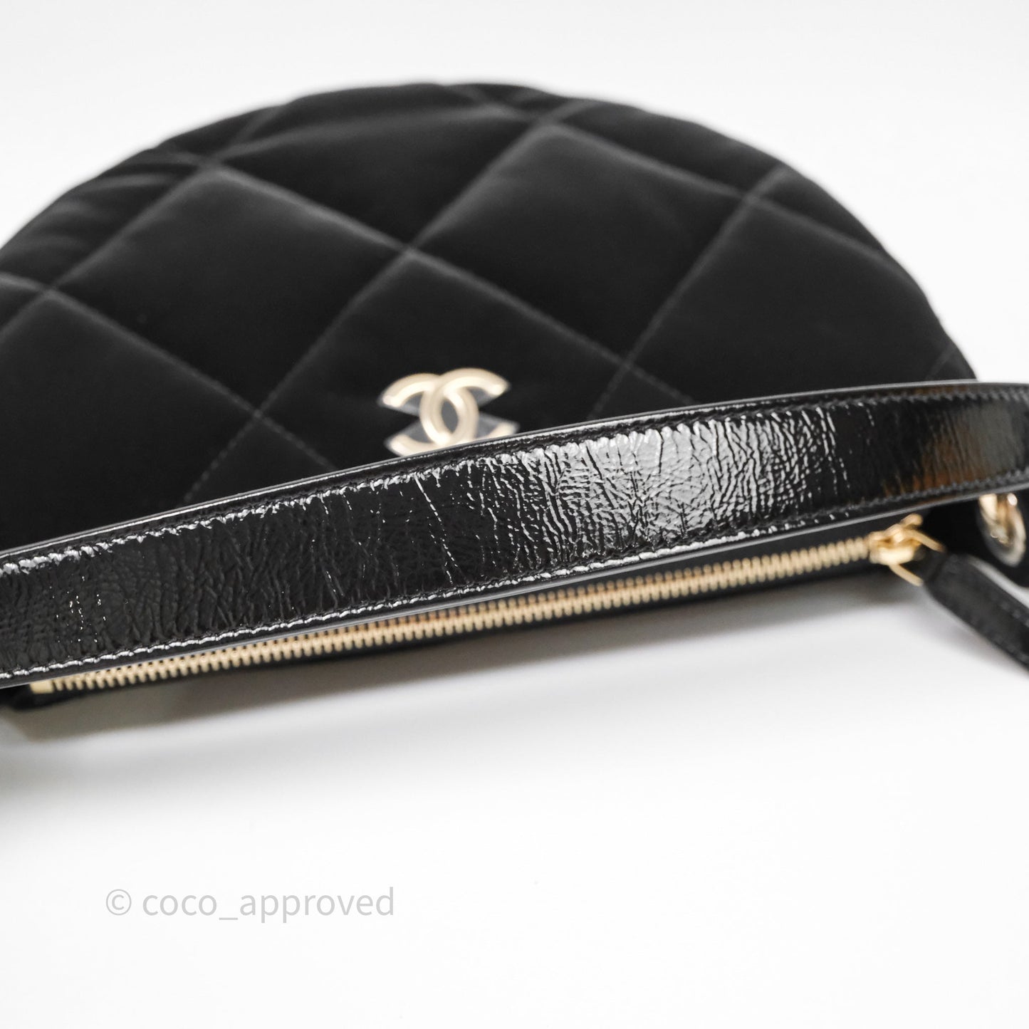 Chanel Clutch With Chain Velvet Effect Nylon Aged Gold Hardware