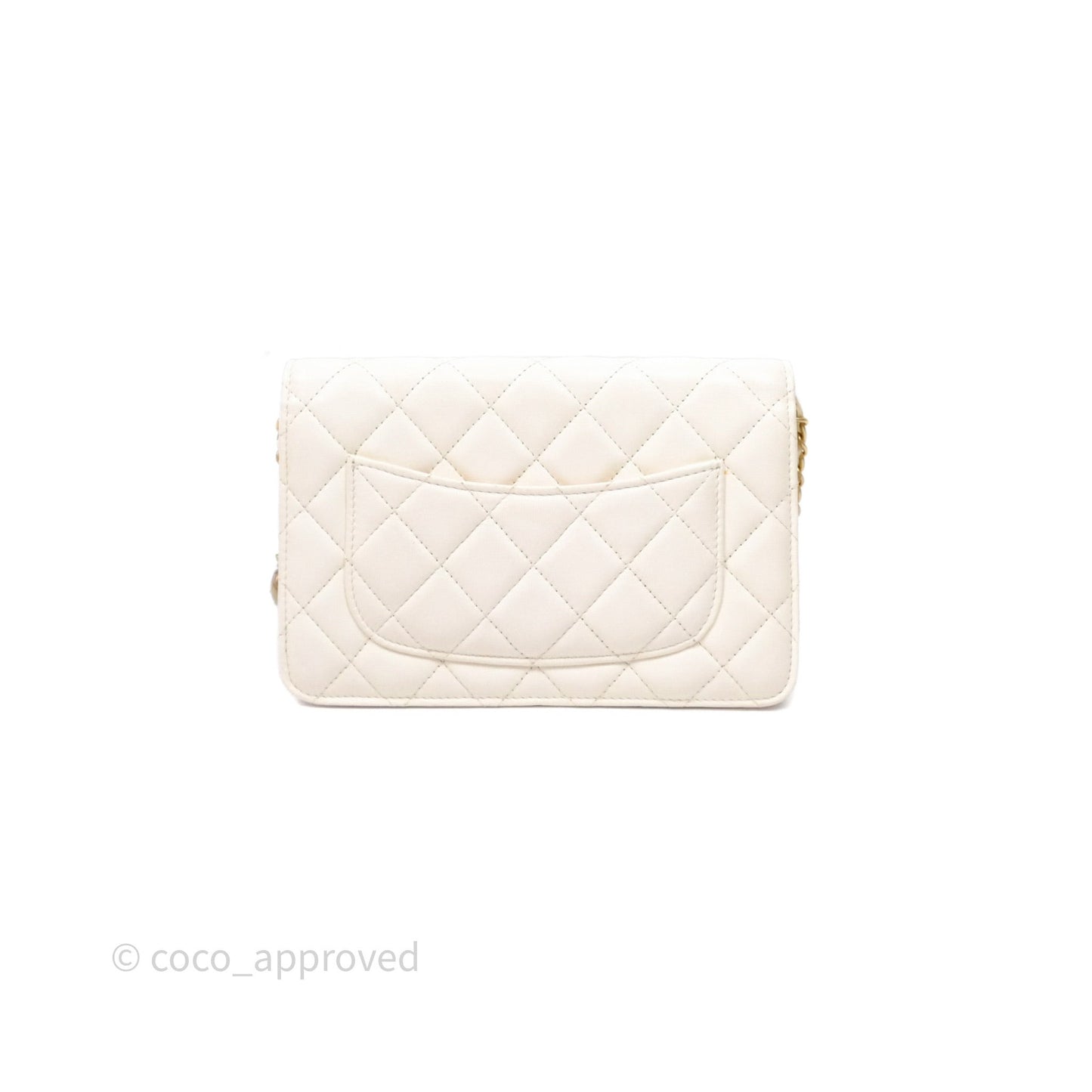 Chanel Quilted Pearl Crush Wallet on Chain WOC Ivory White Lambskin Aged Gold Hardware