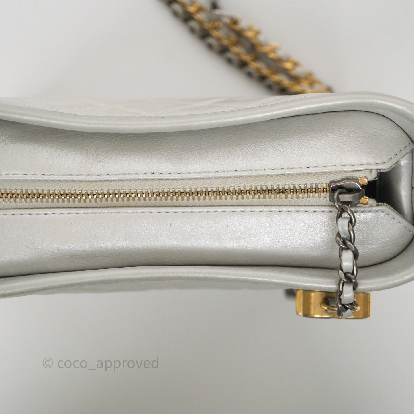 Chanel Small Gabrielle Hobo Quilted Pearly Iridescent Silver Aged Calfskin