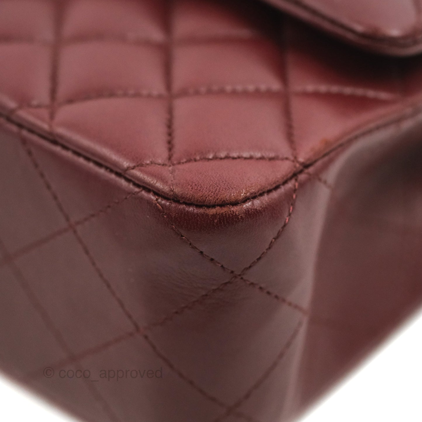 Chanel Classic M/L Medium Flap Quilted Burgundy Lambskin Gold Hardware