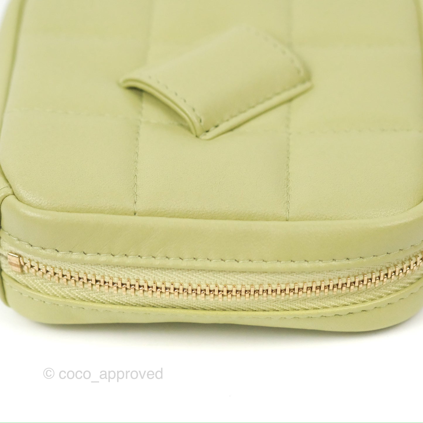 Chanel Diamond Belt Coin Purse Avocado Green Lambskin Gold Hardware