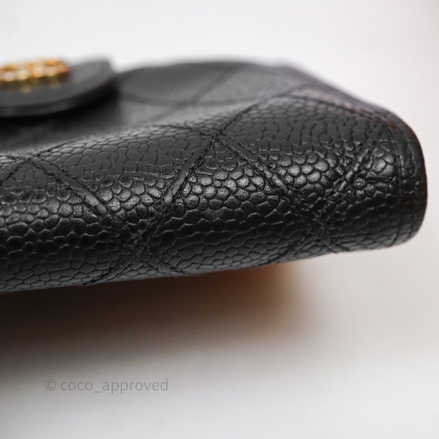 Chanel Vintage Buckle Wallet Black Caviar Gold Hardware⁣