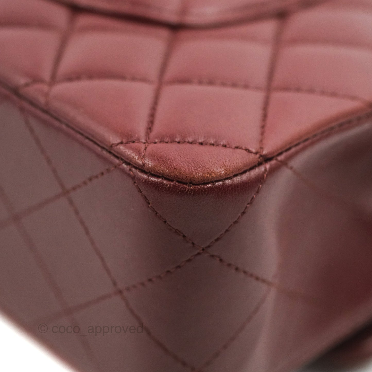 Chanel Classic M/L Medium Flap Quilted Burgundy Lambskin Gold Hardware