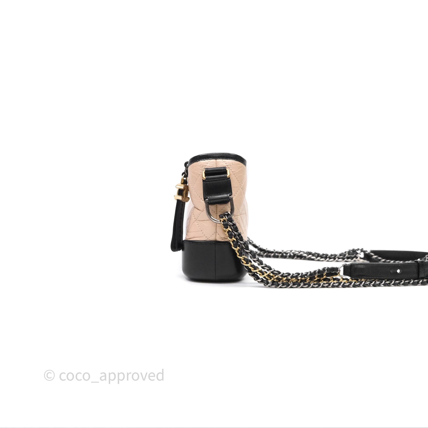 Chanel Small Gabrielle Hobo Quilted Black Beige Aged Calfskin