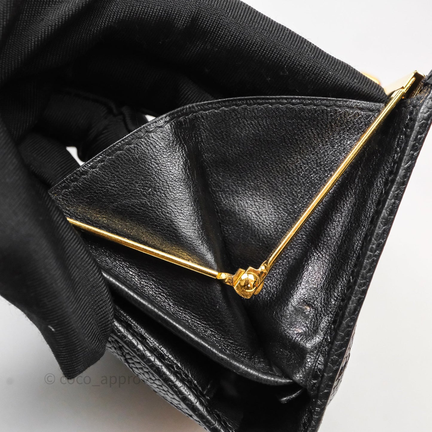 Chanel Vintage Buckle Wallet Black Caviar Gold Hardware⁣
