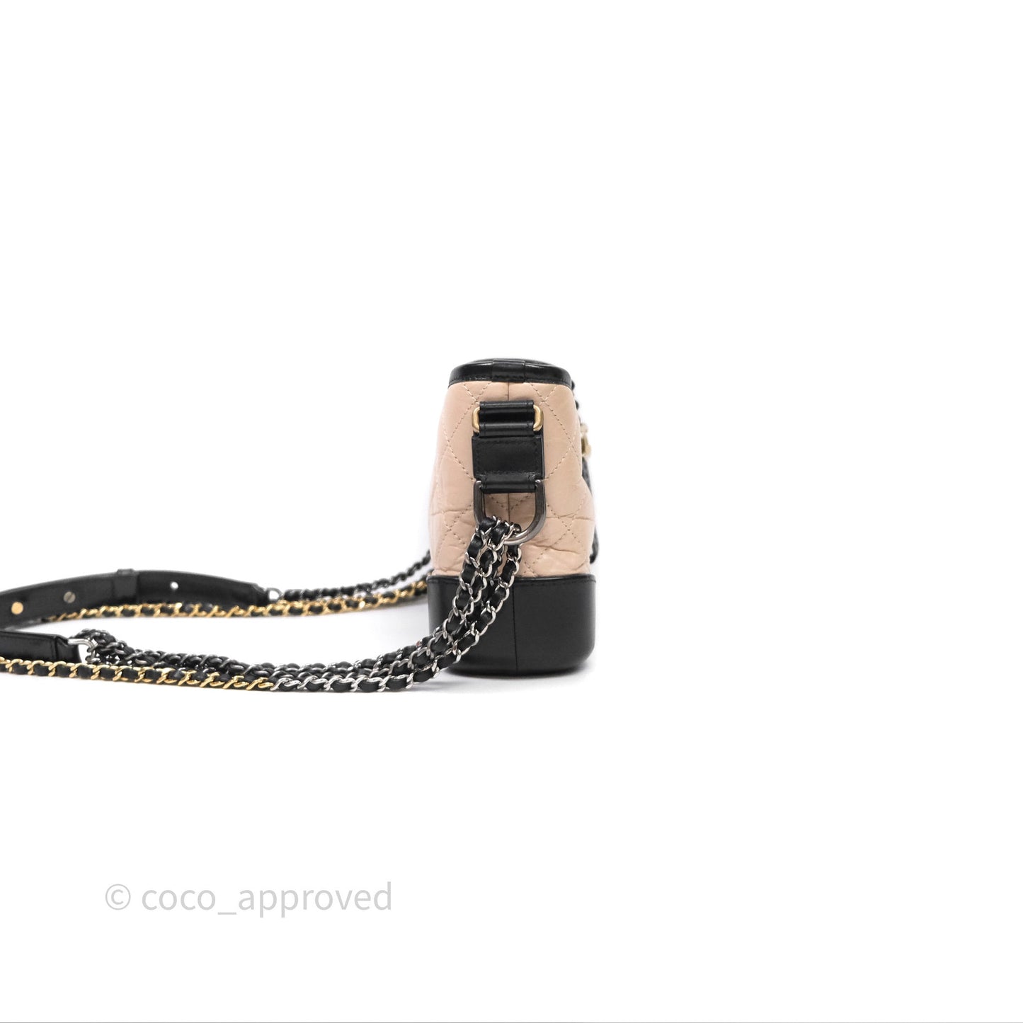 Chanel Small Gabrielle Hobo Quilted Black Beige Aged Calfskin