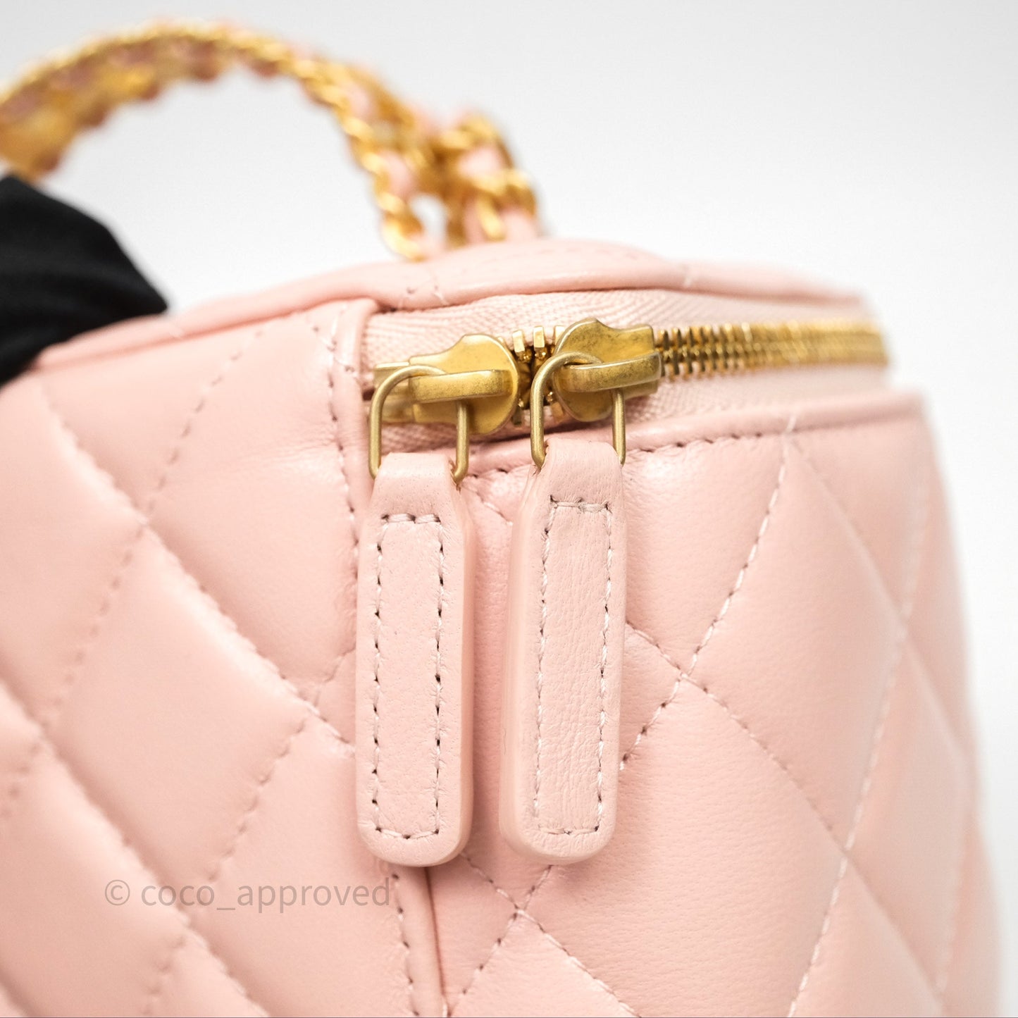 Chanel Vanity Rectangular Top Handle Pink Lambskin Gold Hardware