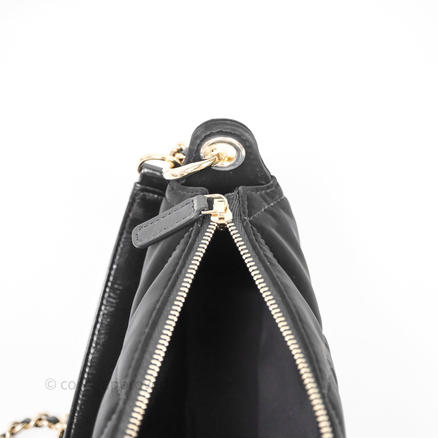 Chanel Clutch With Chain Velvet Effect Nylon Aged Gold Hardware