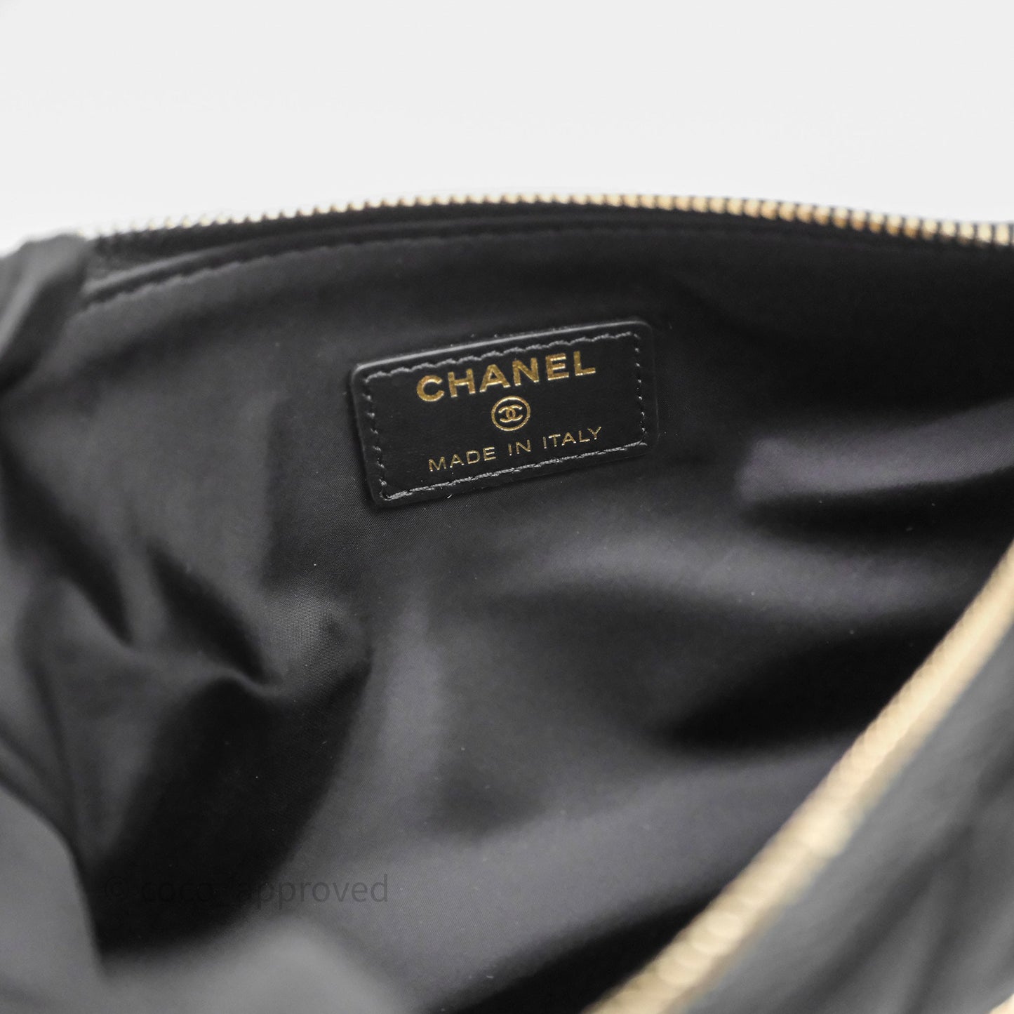 Chanel Clutch With Chain Velvet Effect Nylon Aged Gold Hardware