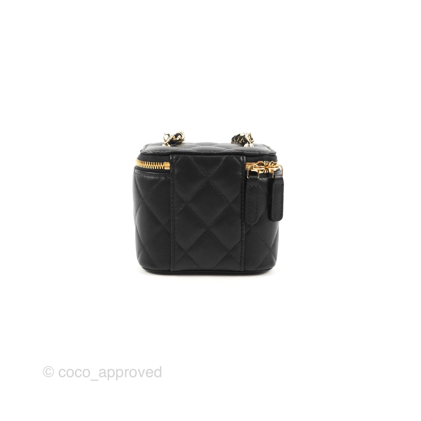 Chanel Mini Vanity With Charm Chain Black Lambskin Gold Hardware