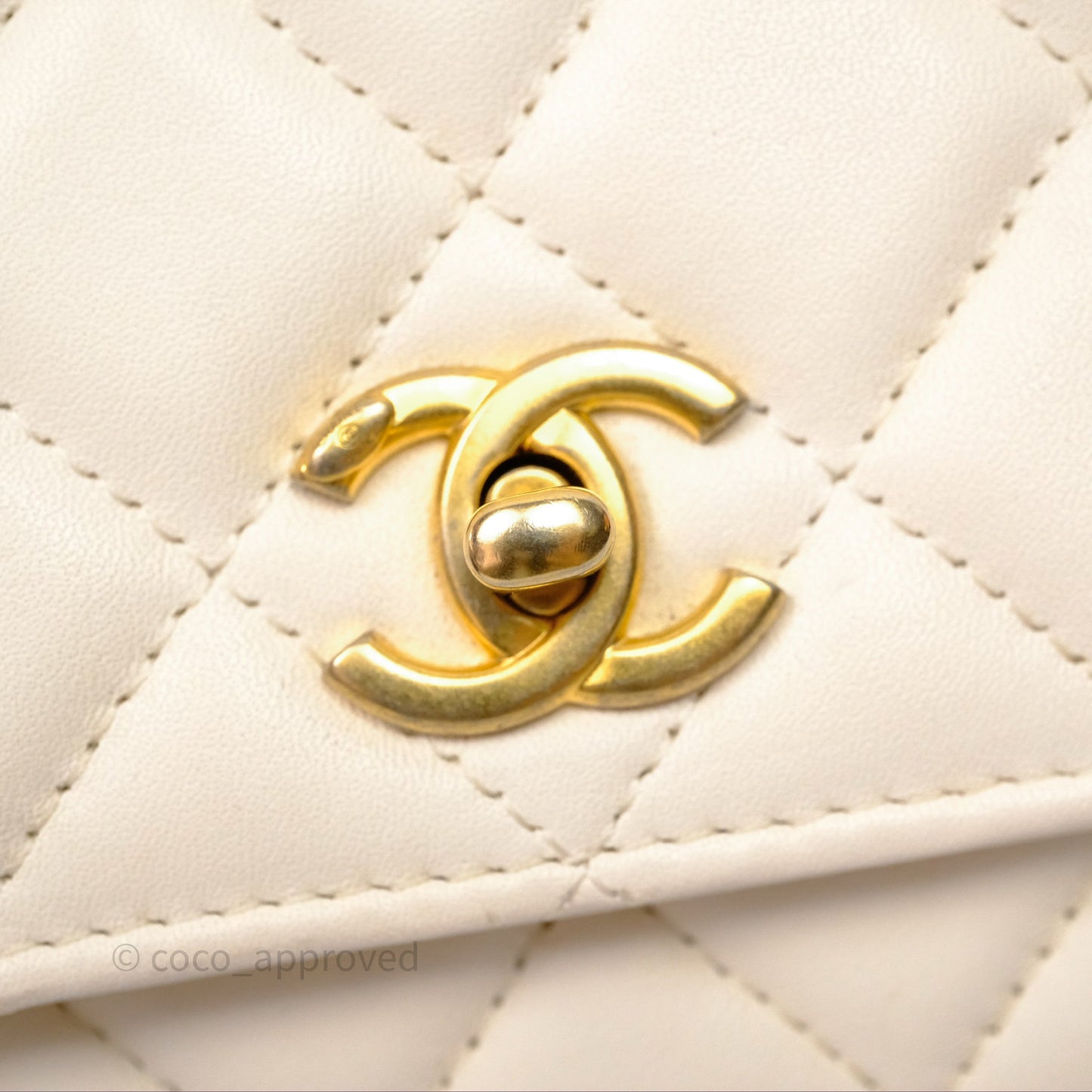 Chanel Quilted Pearl Crush Wallet on Chain WOC Ivory White Lambskin Aged Gold Hardware