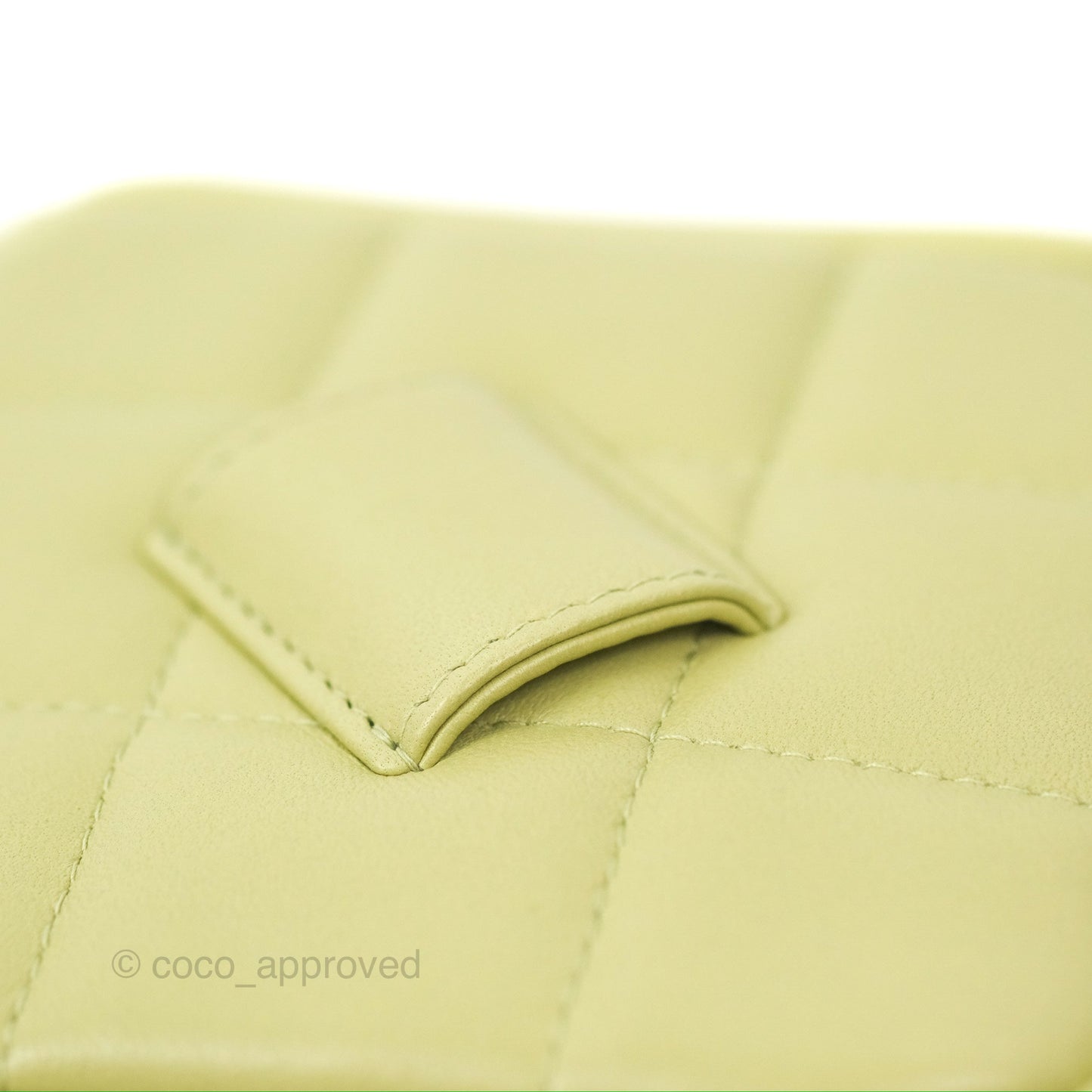 Chanel Diamond Belt Coin Purse Avocado Green Lambskin Gold Hardware
