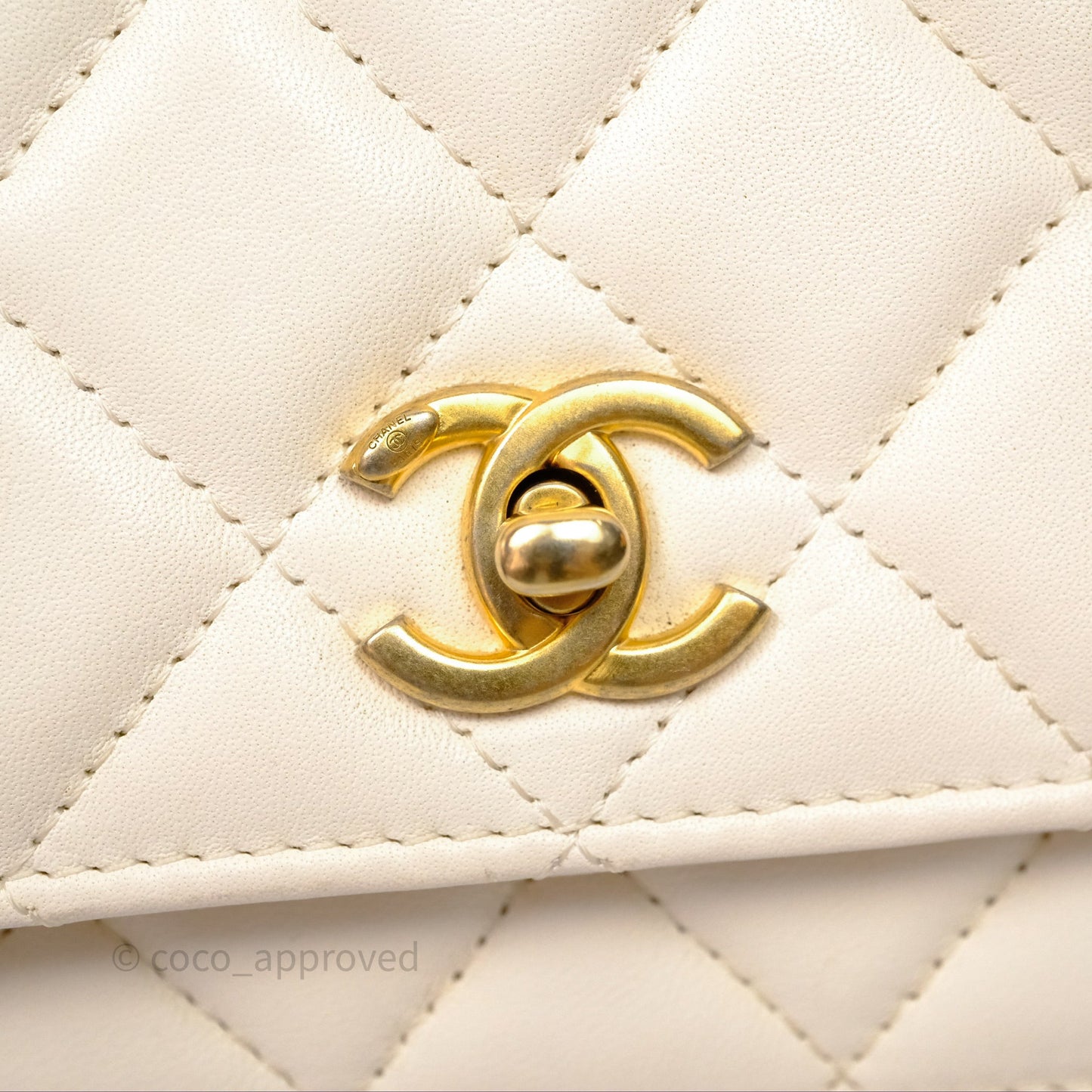Chanel Quilted Pearl Crush Wallet on Chain WOC Ivory White Lambskin Aged Gold Hardware
