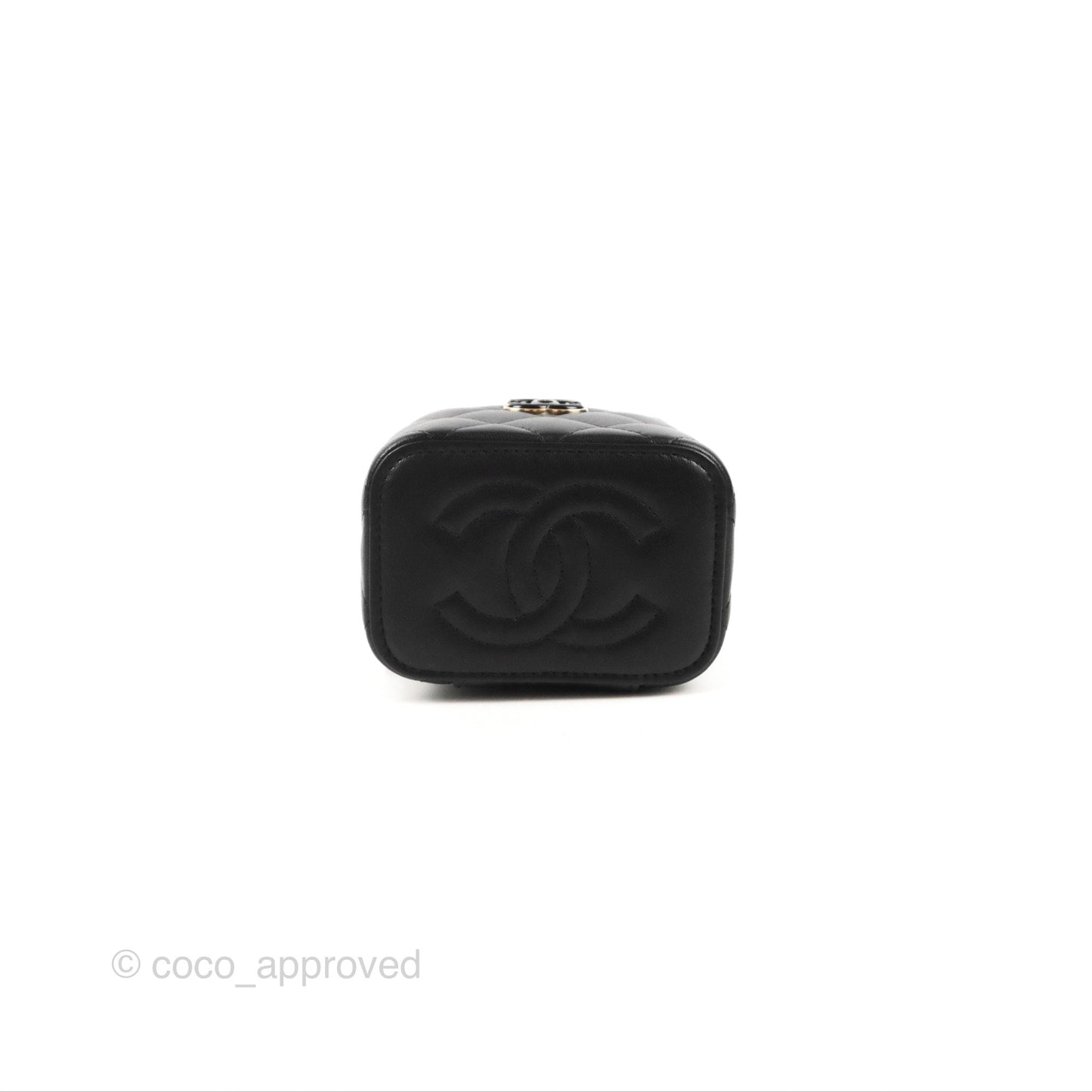 Chanel Mini Vanity With Charm Chain Black Lambskin Gold Hardware