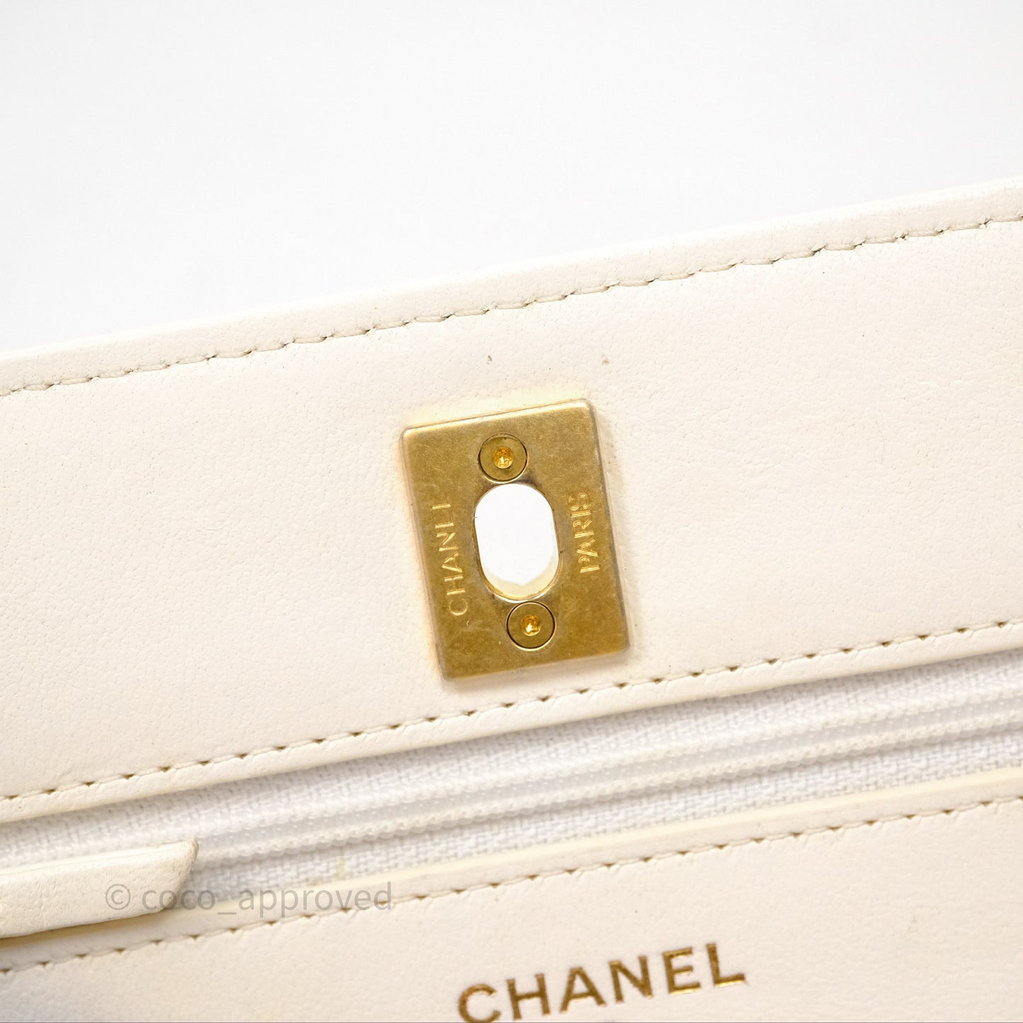 Chanel Quilted Pearl Crush Wallet on Chain WOC Ivory White Lambskin Aged Gold Hardware