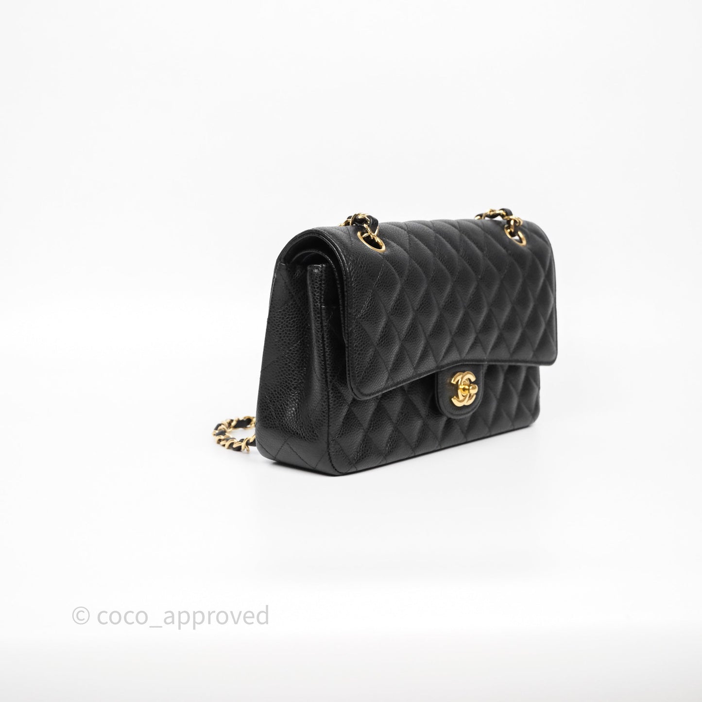 Chanel Classic M/L Medium Flap Quilted Black Caviar Gold Hardware