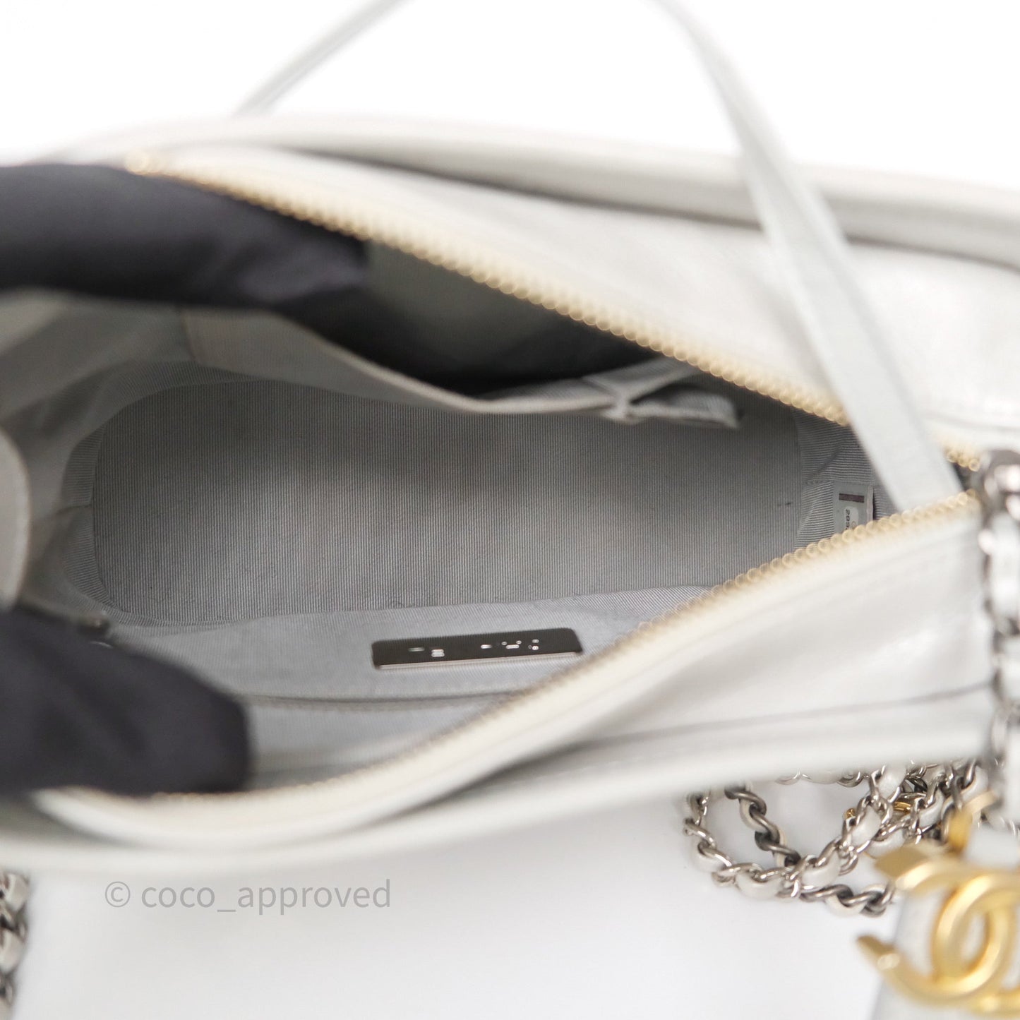 Chanel Small Gabrielle Hobo Quilted Pearly Iridescent Silver Aged Calfskin