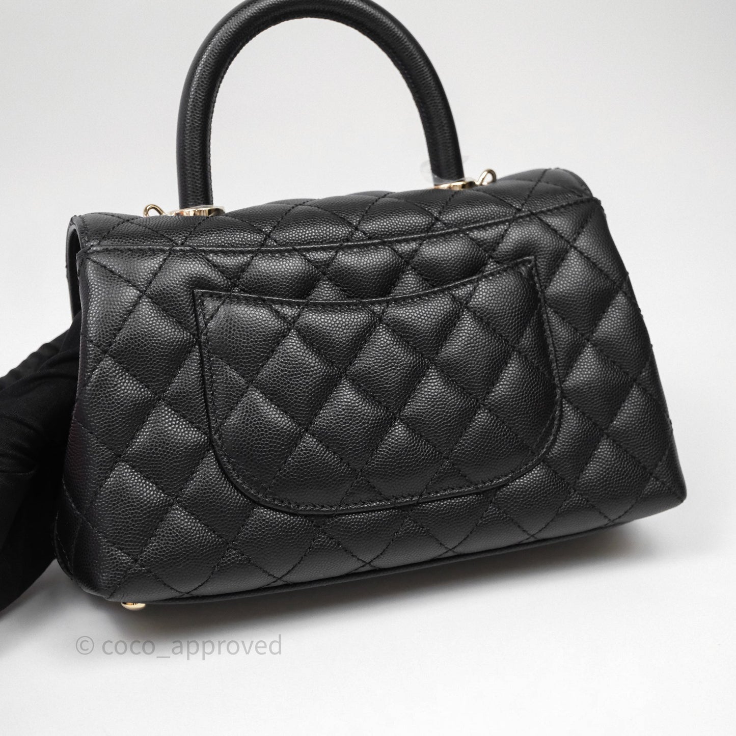 Chanel Small Coco Handle Quilted Black Caviar Gold Hardware