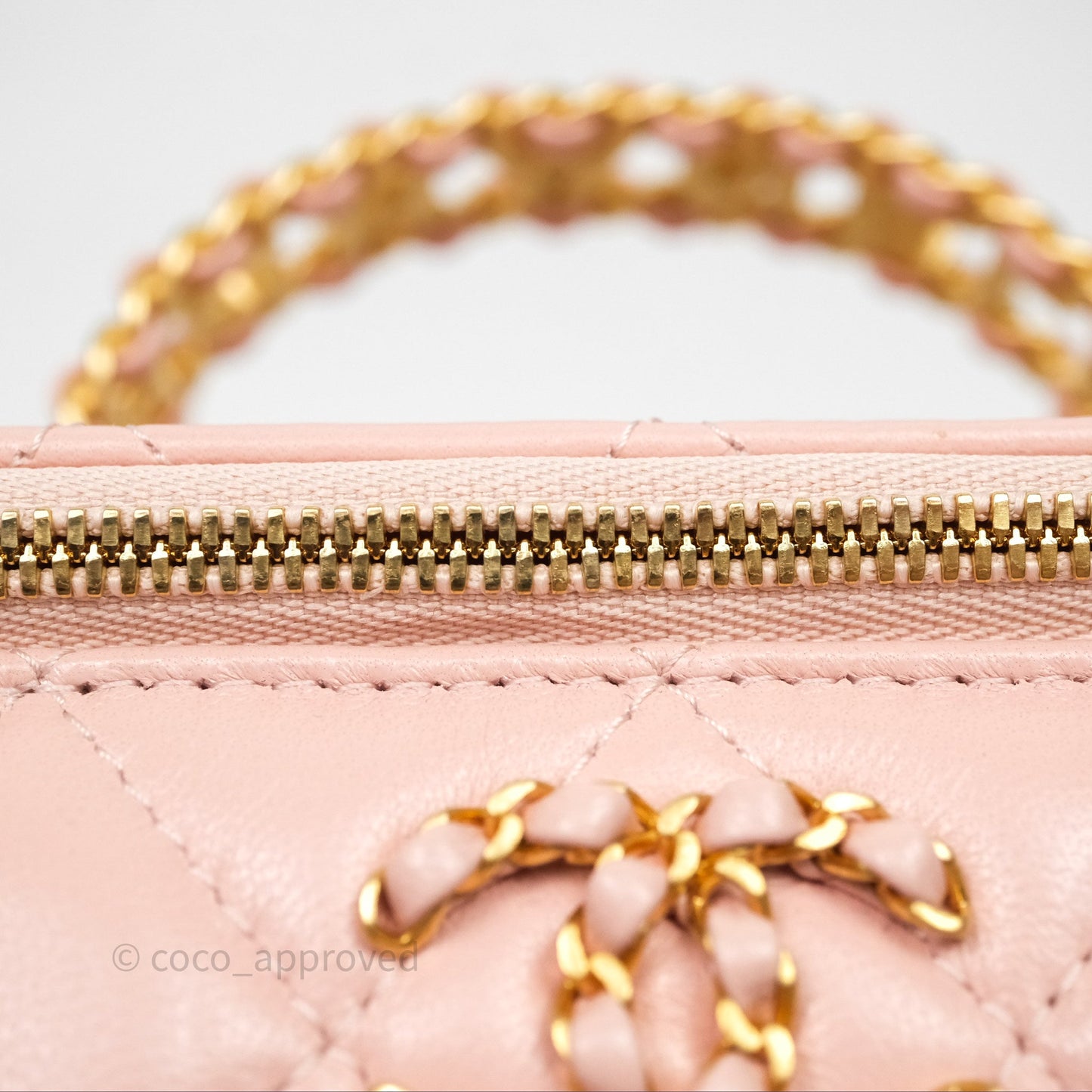 Chanel Vanity Rectangular Top Handle Pink Lambskin Gold Hardware