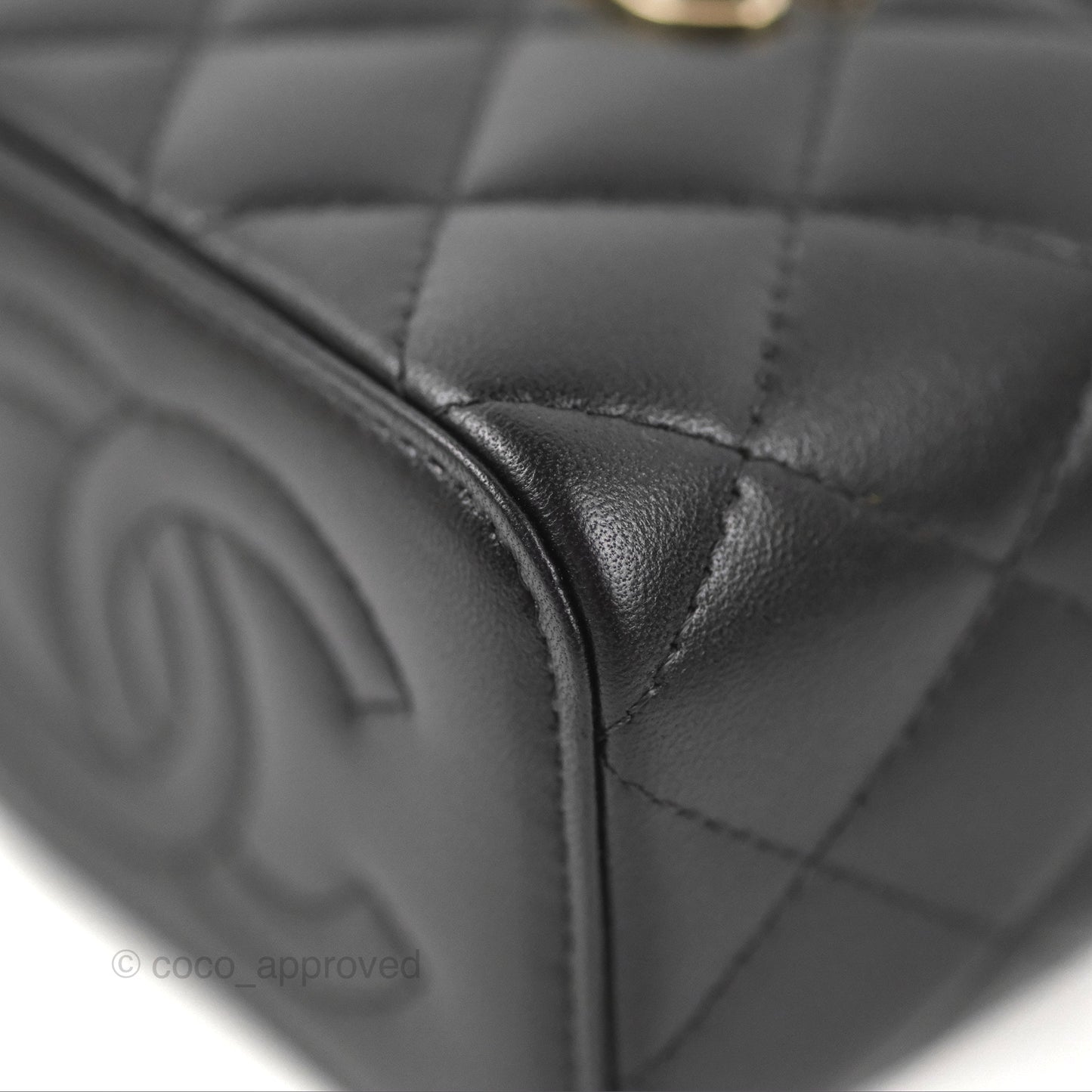 Chanel Mini Vanity With Charm Chain Black Lambskin Gold Hardware