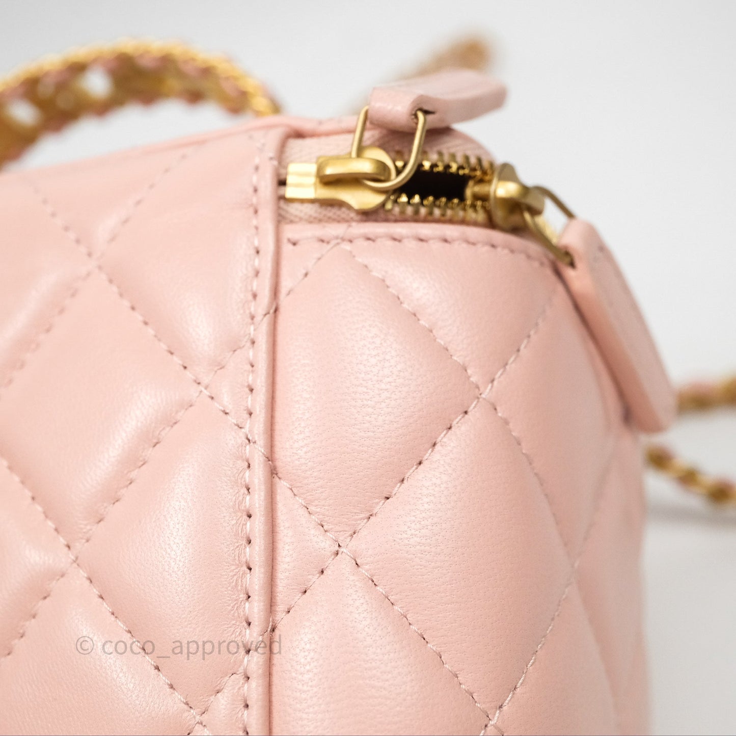 Chanel Vanity Rectangular Top Handle Pink Lambskin Gold Hardware