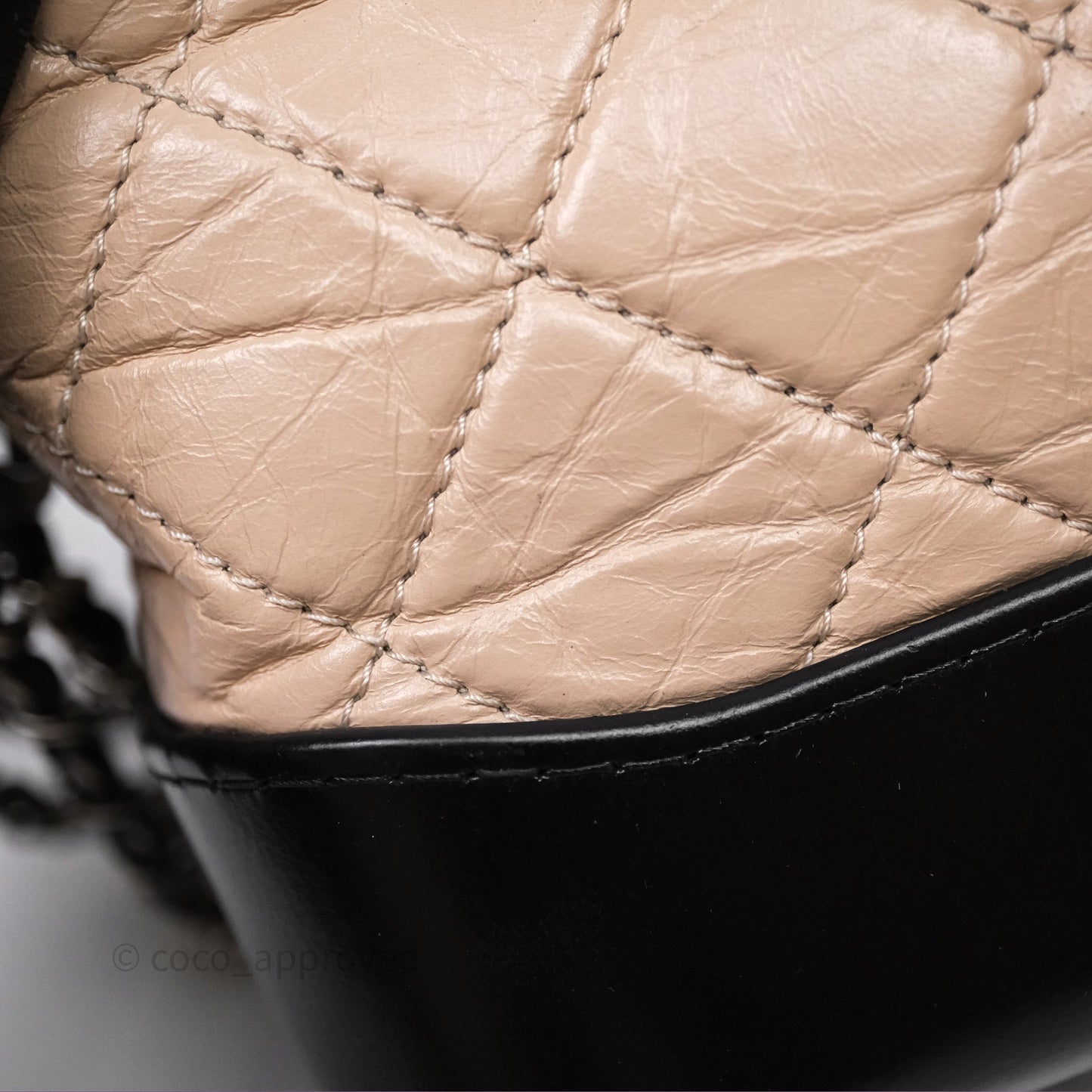 Chanel Small Gabrielle Hobo Quilted Black Beige Aged Calfskin