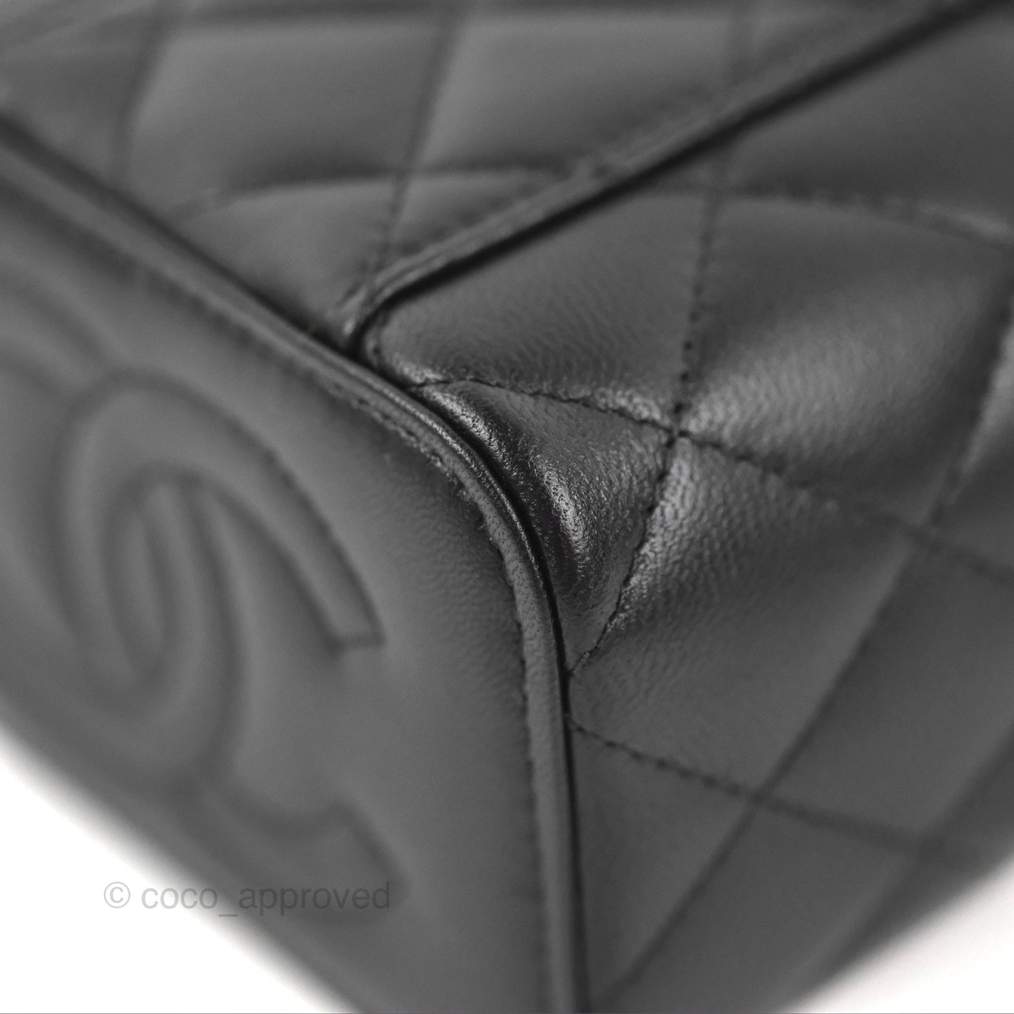 Chanel Mini Vanity With Charm Chain Black Lambskin Gold Hardware