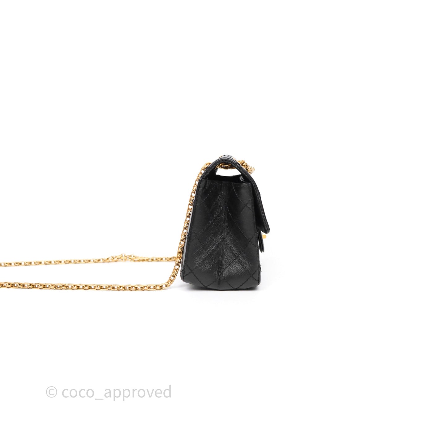 Chanel Mini Reissue 224 Quilted Black Aged Calfskin Aged Gold Hardware