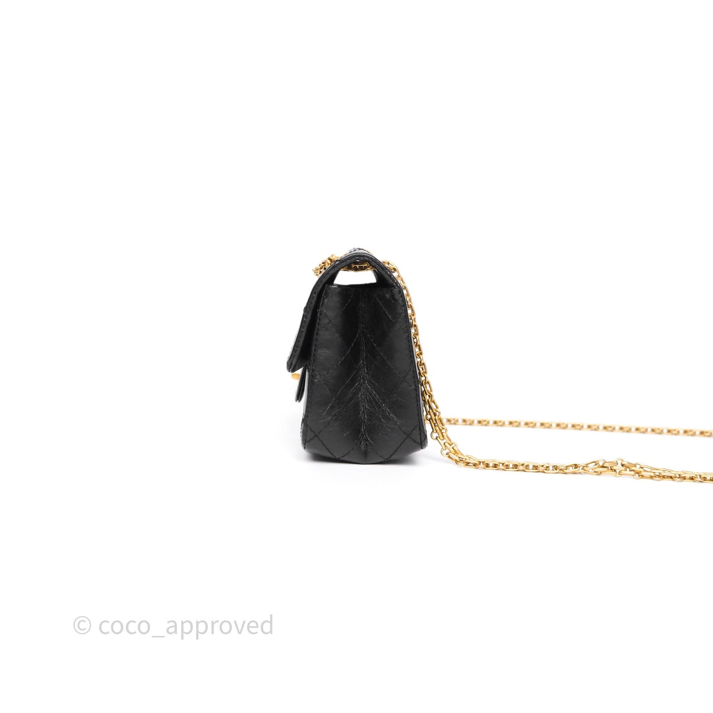 Chanel Mini Reissue 224 Quilted Black Aged Calfskin Aged Gold Hardware