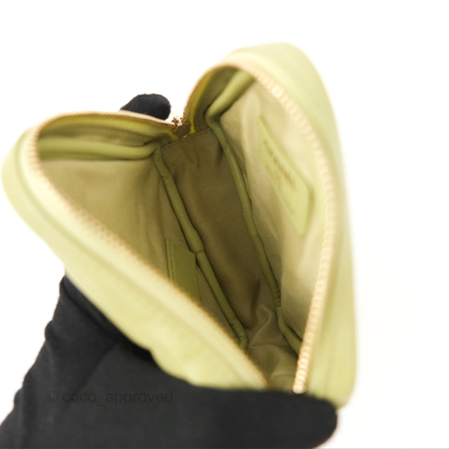 Chanel Diamond Belt Coin Purse Avocado Green Lambskin Gold Hardware