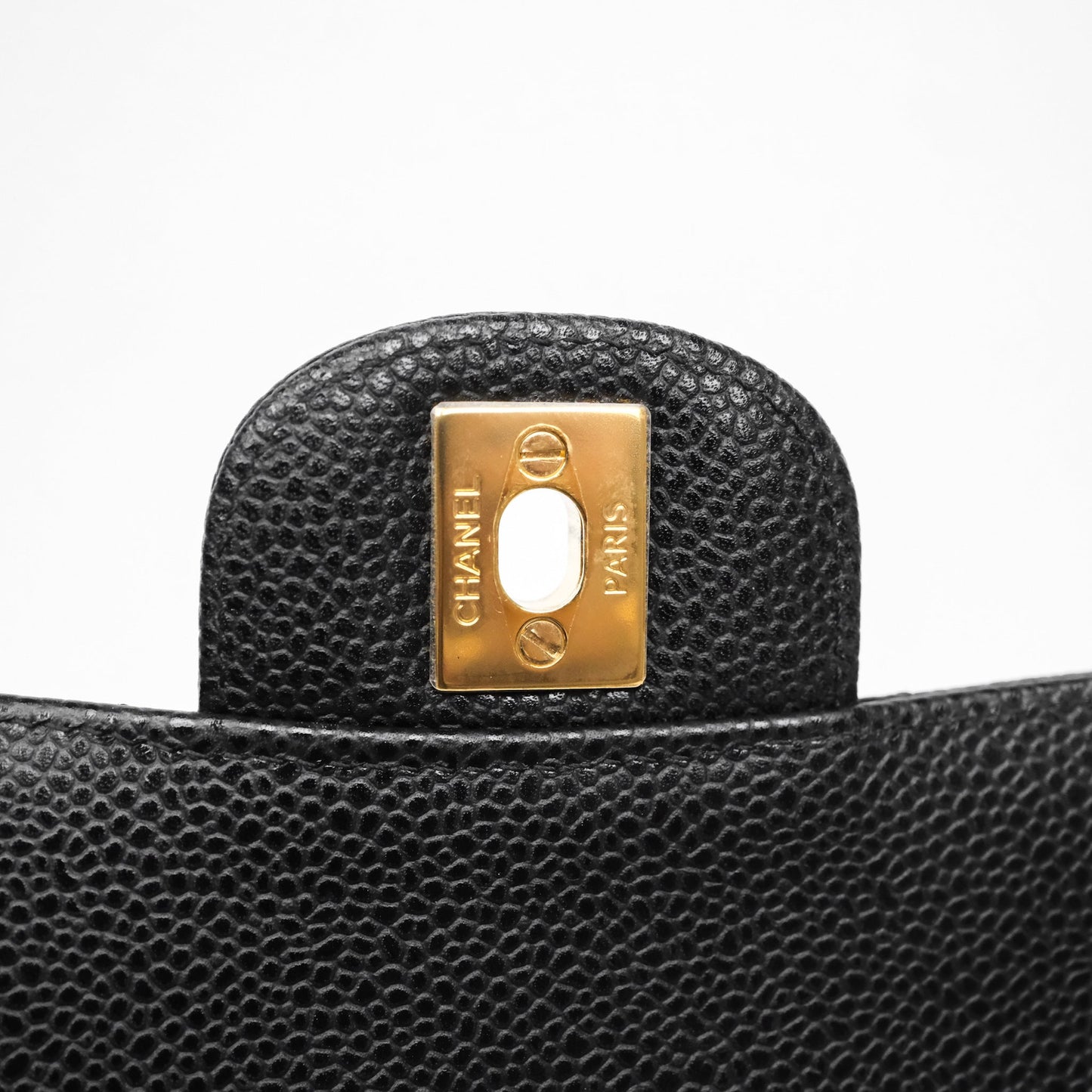 Chanel Classic M/L Medium Flap Quilted Black Caviar Gold Hardware