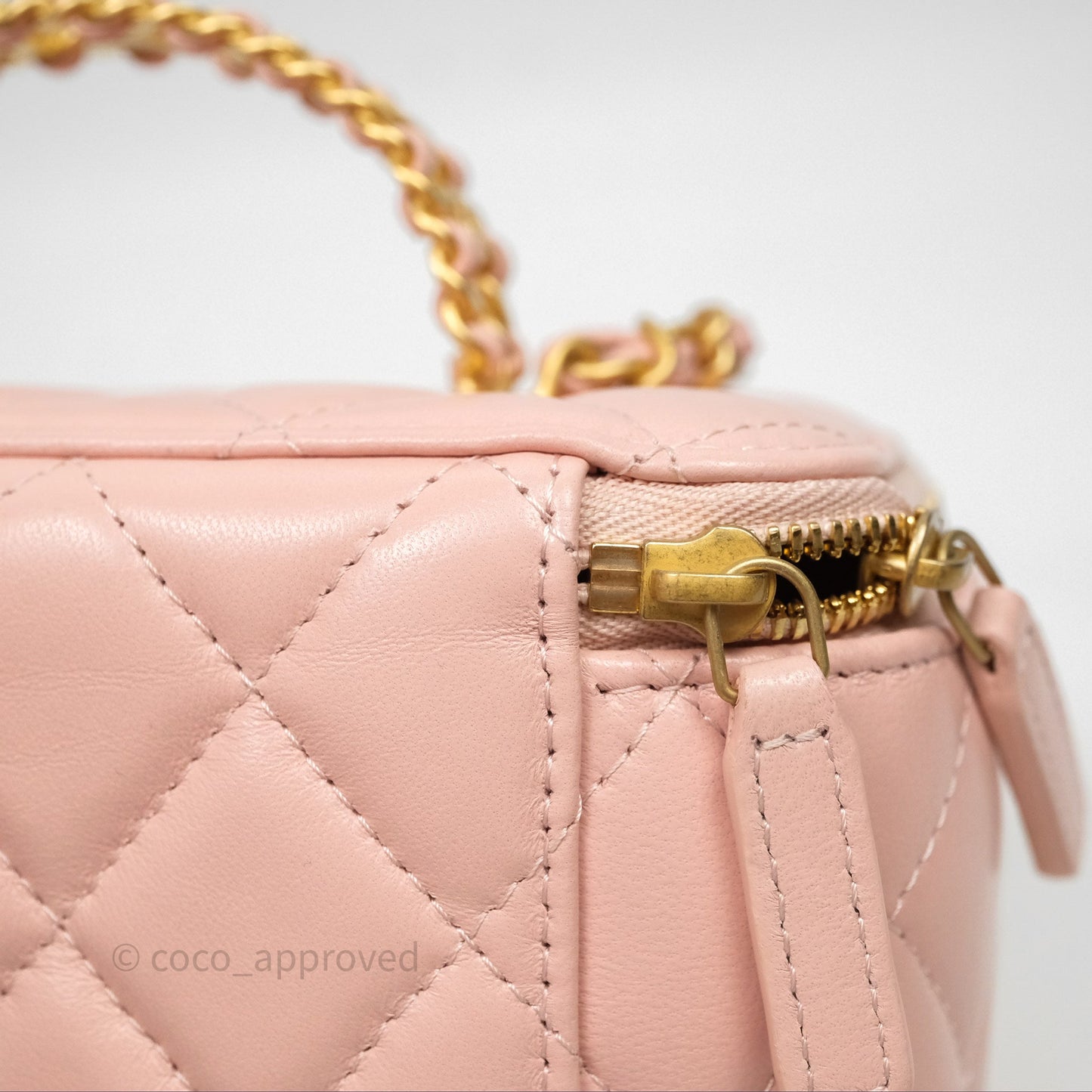 Chanel Vanity Rectangular Top Handle Pink Lambskin Gold Hardware