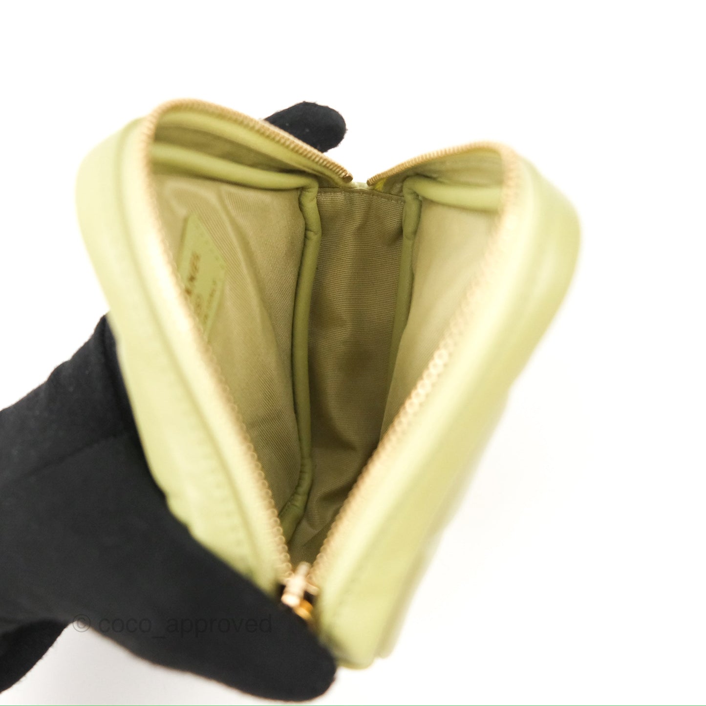 Chanel Diamond Belt Coin Purse Avocado Green Lambskin Gold Hardware