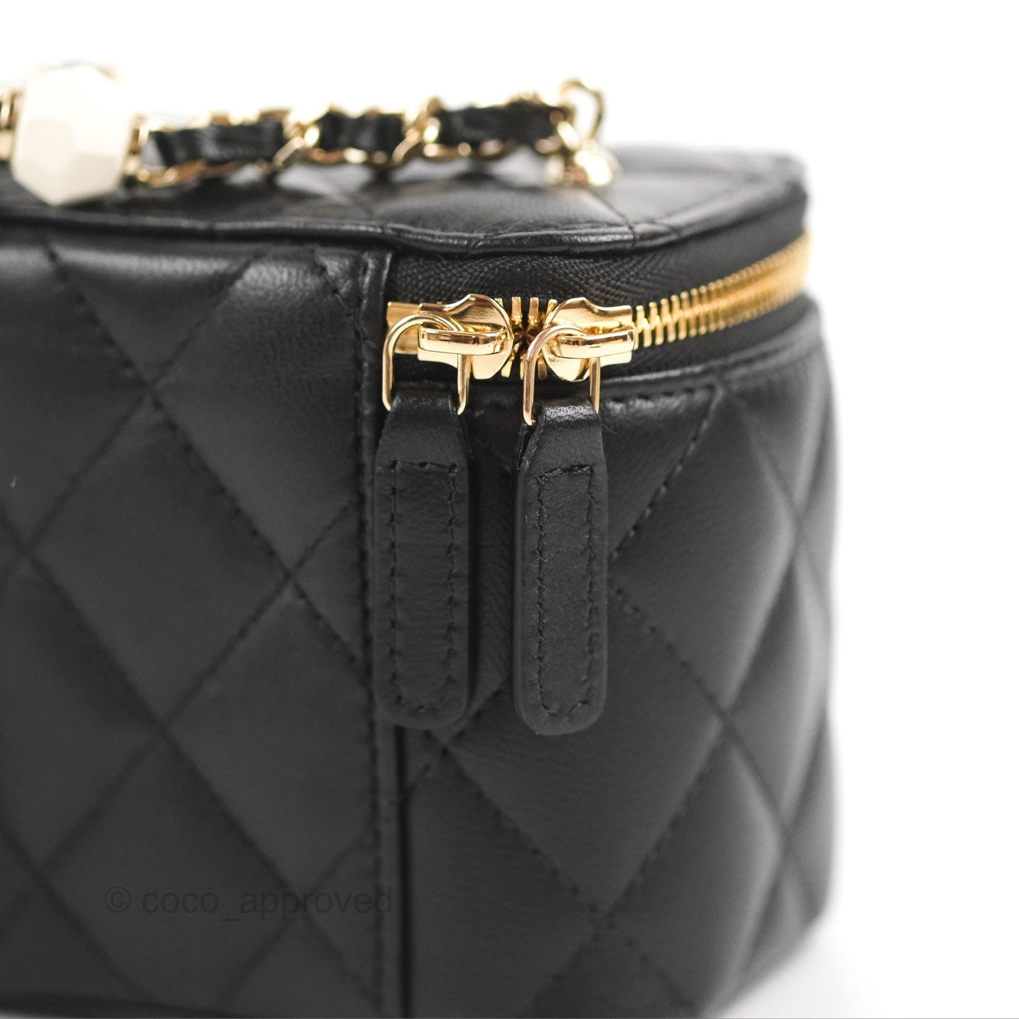 Chanel Mini Vanity With Charm Chain Black Lambskin Gold Hardware