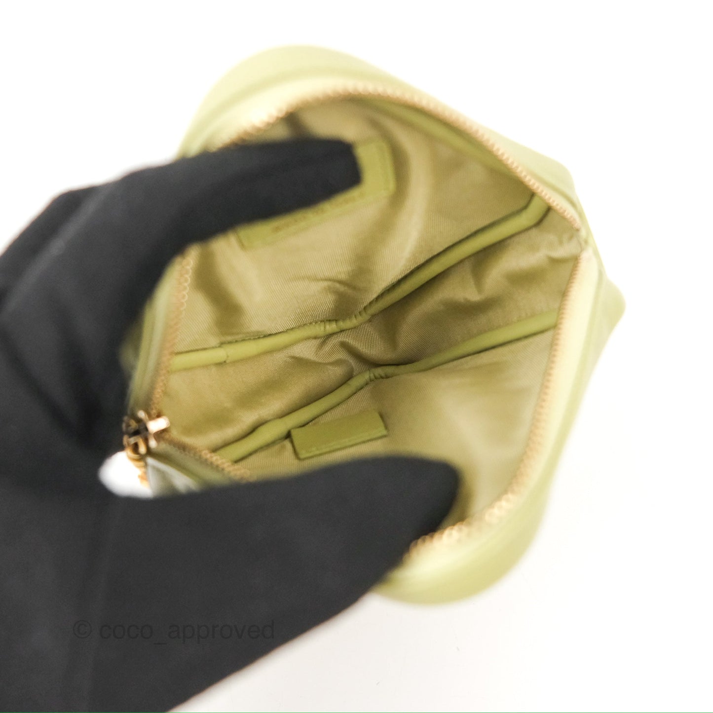Chanel Diamond Belt Coin Purse Avocado Green Lambskin Gold Hardware