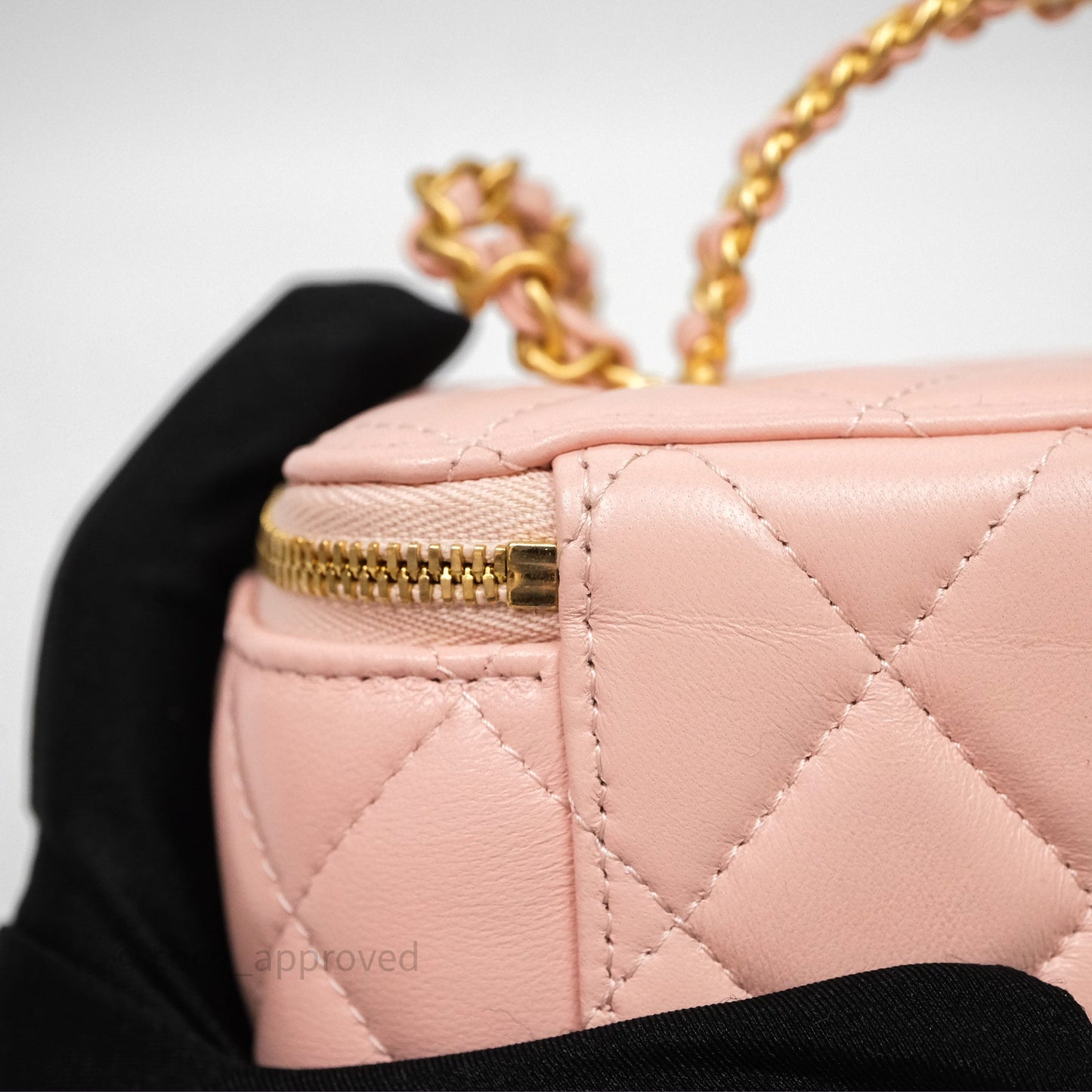Chanel Vanity Rectangular Top Handle Pink Lambskin Gold Hardware