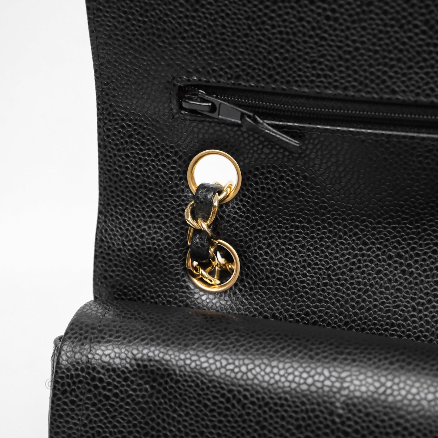 Chanel Classic M/L Medium Flap Quilted Black Caviar Gold Hardware