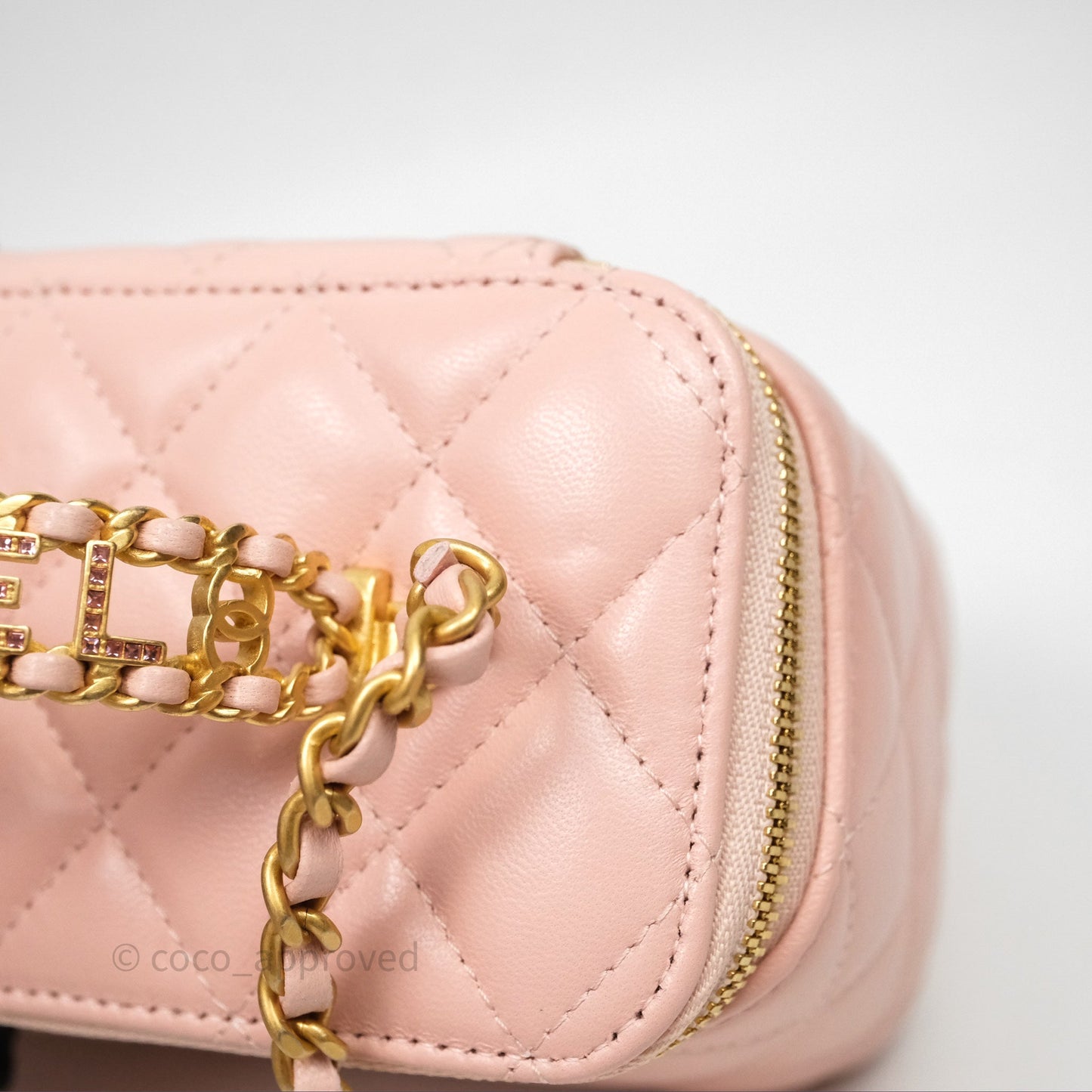 Chanel Vanity Rectangular Top Handle Pink Lambskin Gold Hardware