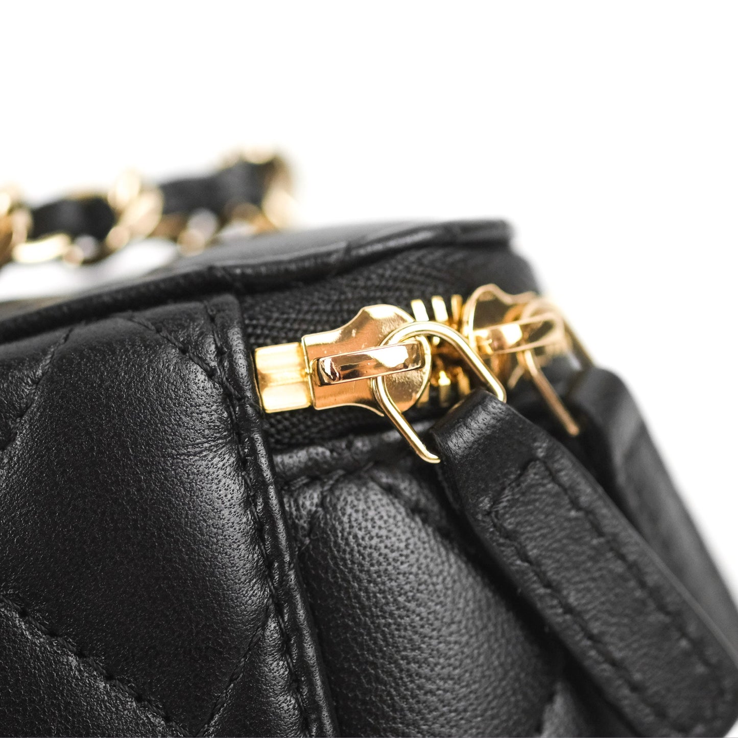 Chanel Mini Vanity With Charm Chain Black Lambskin Gold Hardware