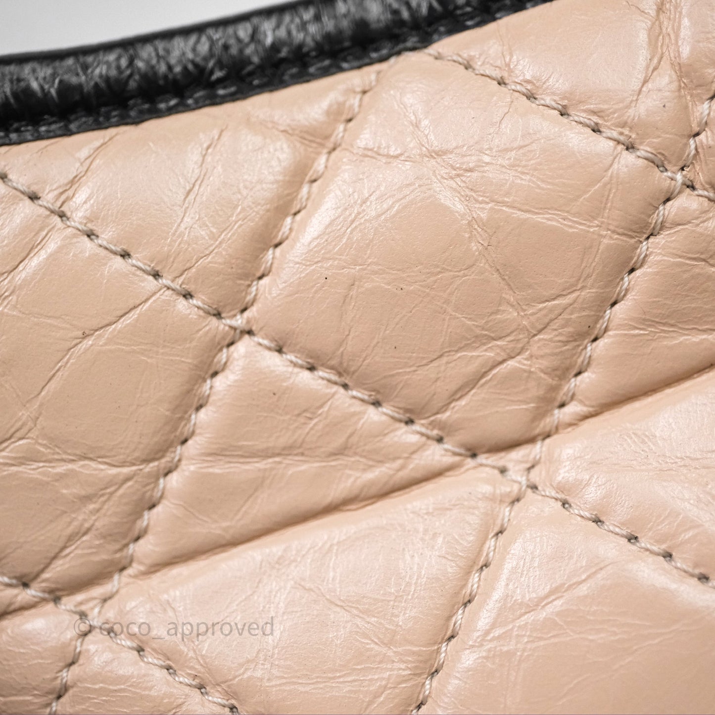 Chanel Small Gabrielle Hobo Quilted Black Beige Aged Calfskin