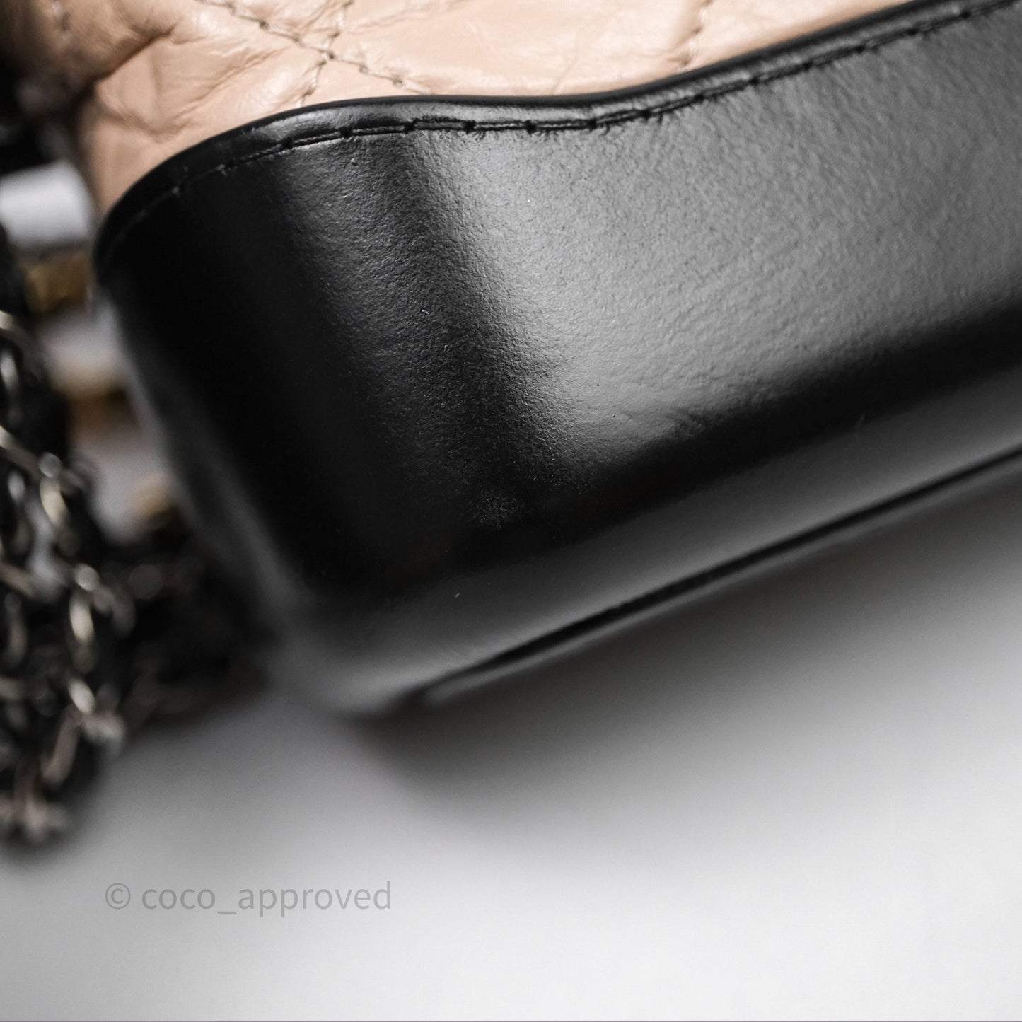 Chanel Small Gabrielle Hobo Quilted Black Beige Aged Calfskin
