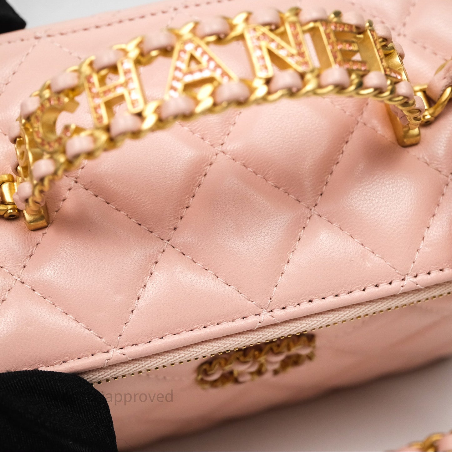Chanel Vanity Rectangular Top Handle Pink Lambskin Gold Hardware
