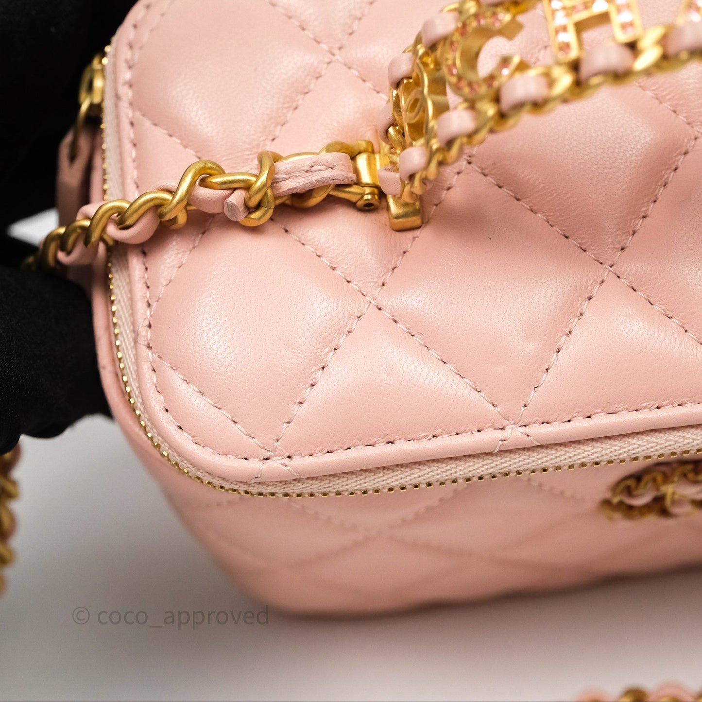 Chanel Vanity Rectangular Top Handle Pink Lambskin Gold Hardware