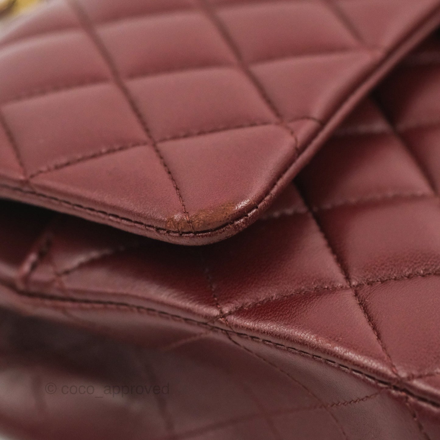 Chanel Classic M/L Medium Flap Quilted Burgundy Lambskin Gold Hardware