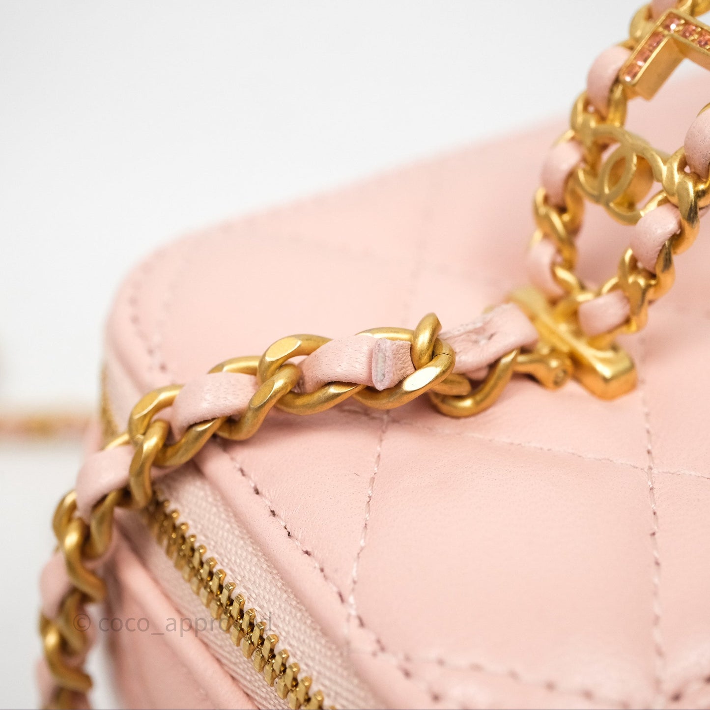 Chanel Vanity Rectangular Top Handle Pink Lambskin Gold Hardware